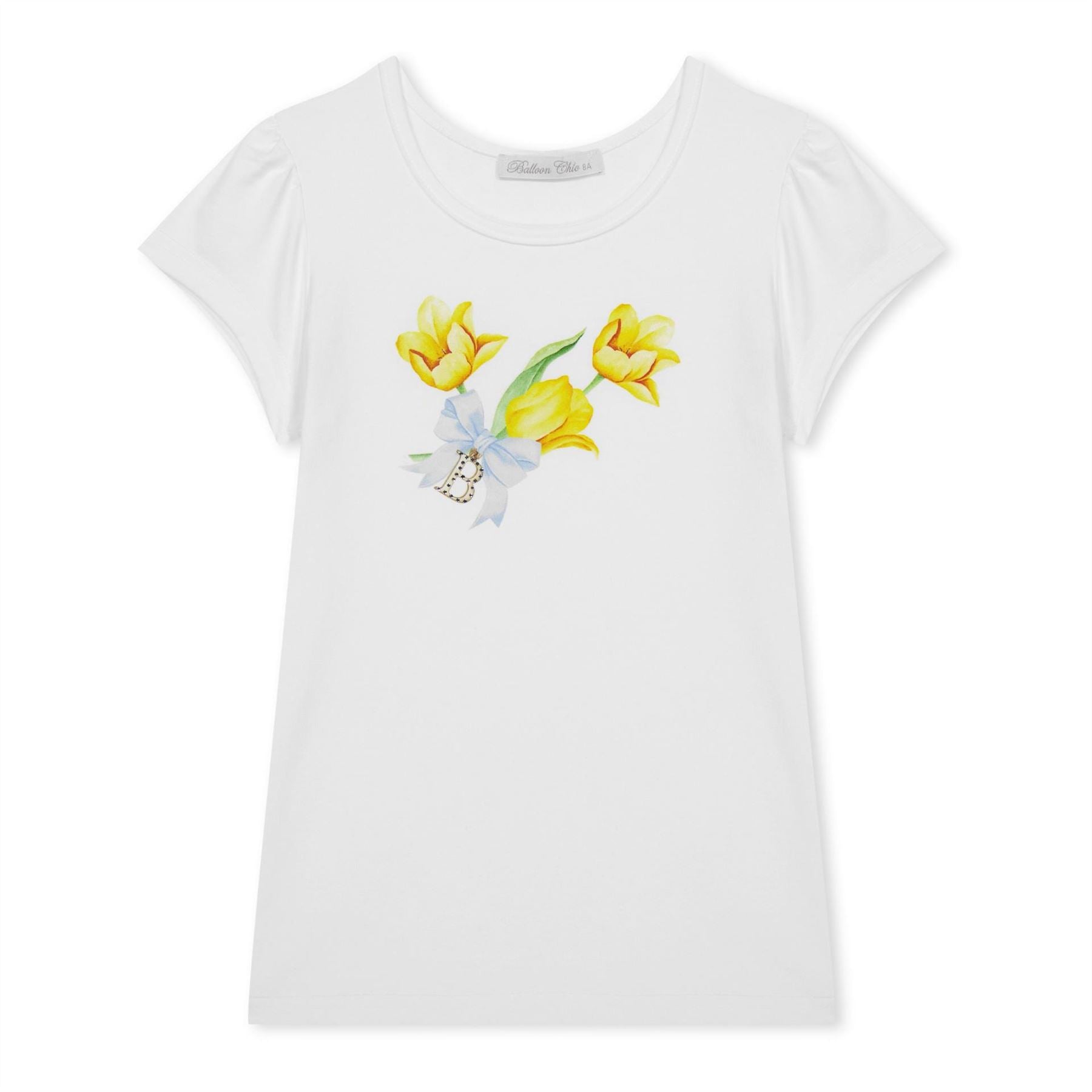Balloon Chic Yellow Floral Print Regular Fit T-Shirt