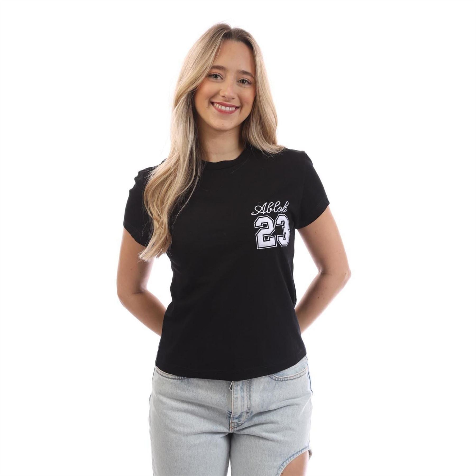 Off White Embroidered Fitted T-Shirt
