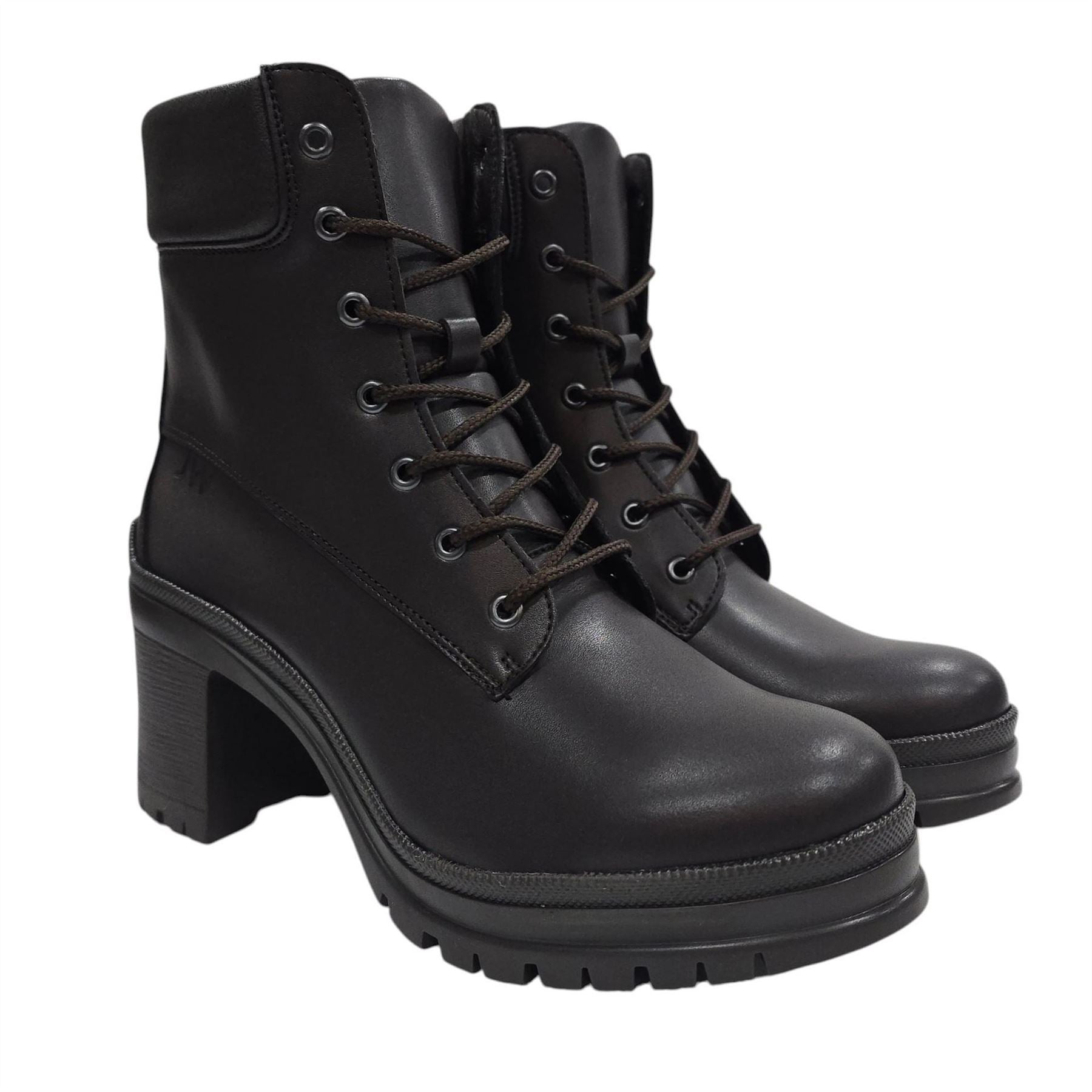 Jack Wills Premium Leather Block Heel Lace Up Ankle Boots