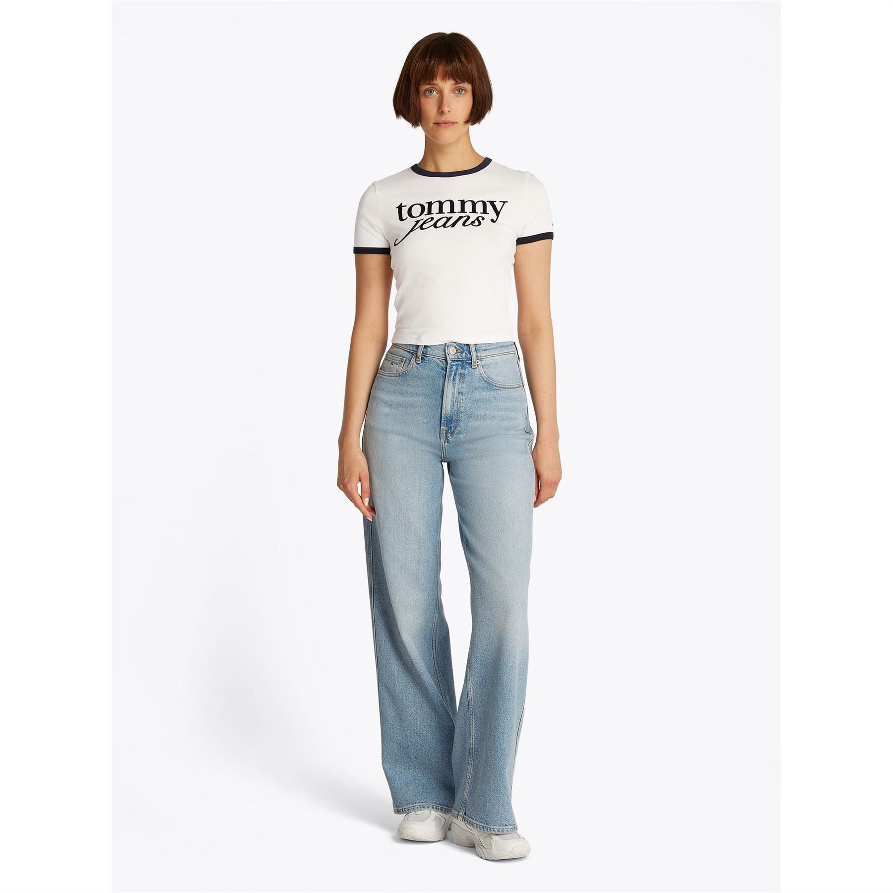 Tommy Jeans Script Slim Fit Cropped Short Sleeve Crew Neck T-Shirt
