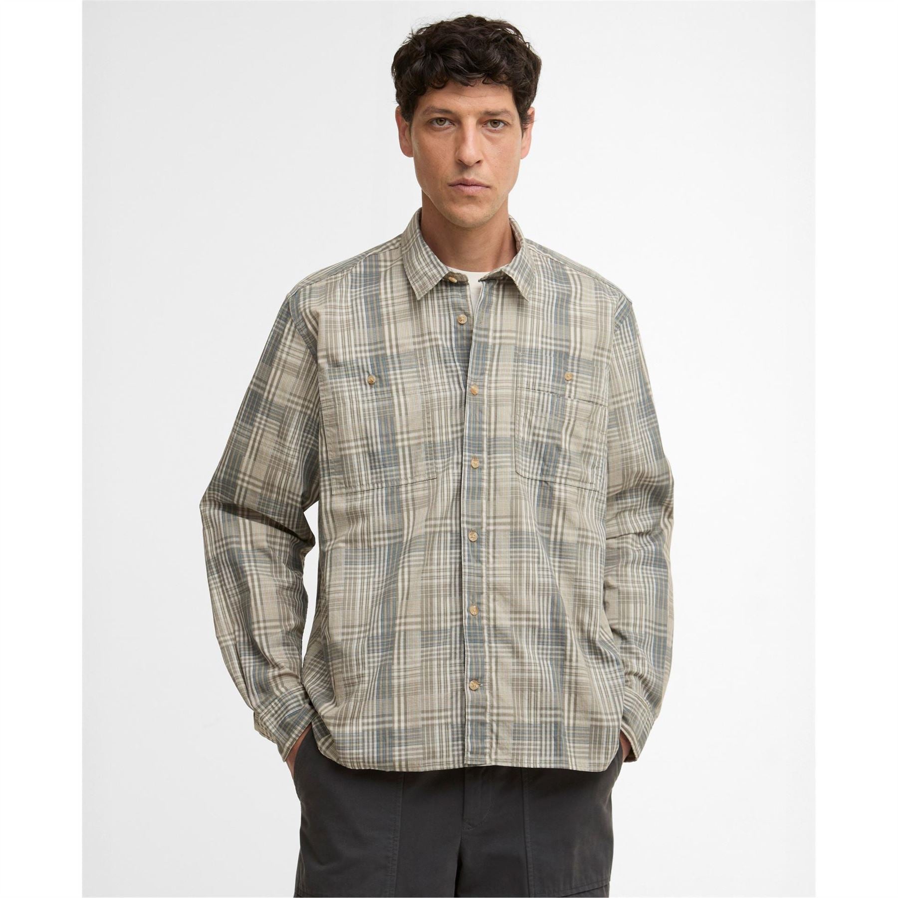 Barbour Maxwell Checked Patch Long Sleeved Relaxed Shirt