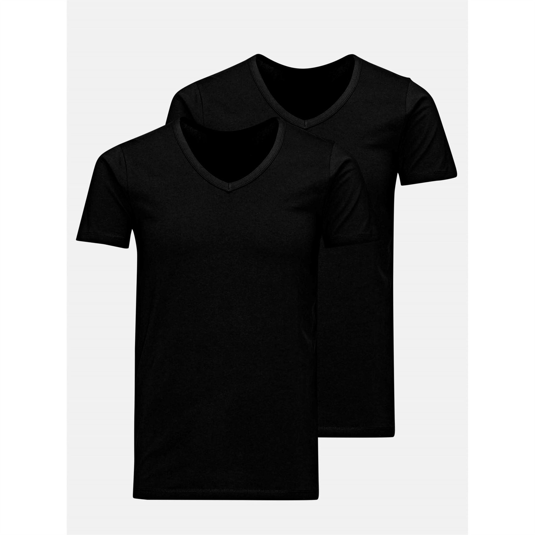 Jack and Jones Mens 2 Pack Short Sleeve V Neck T-Shirt