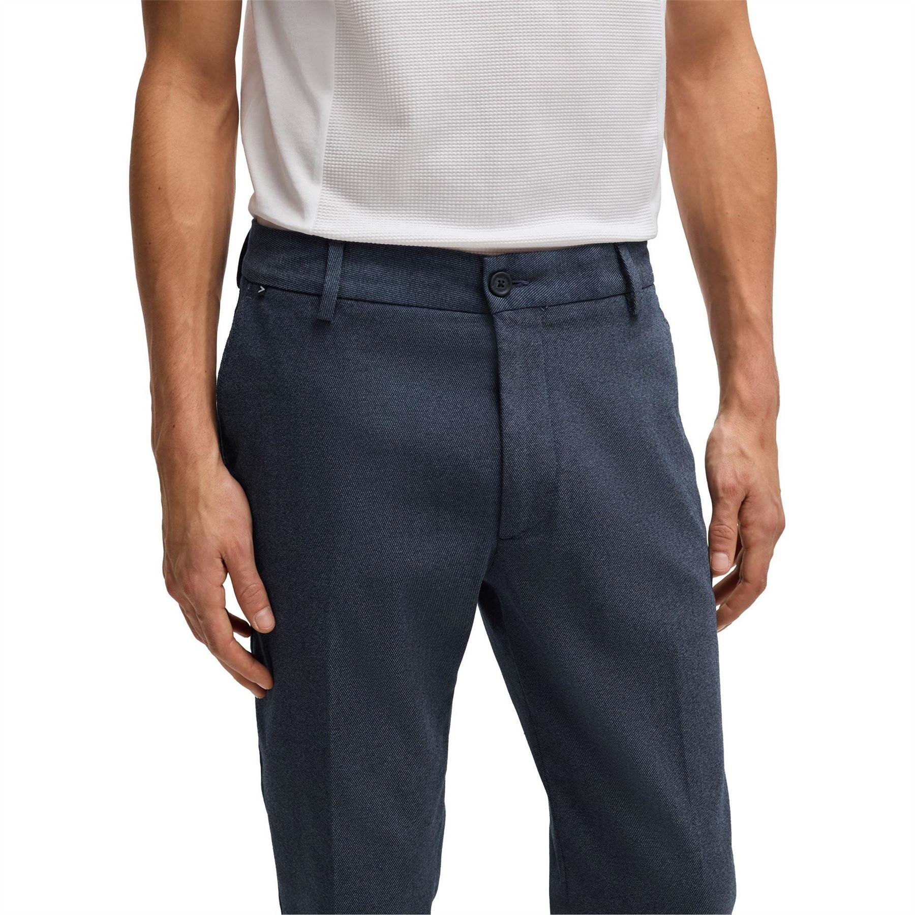 Boss Solid Patterned Straight Leg Trousers