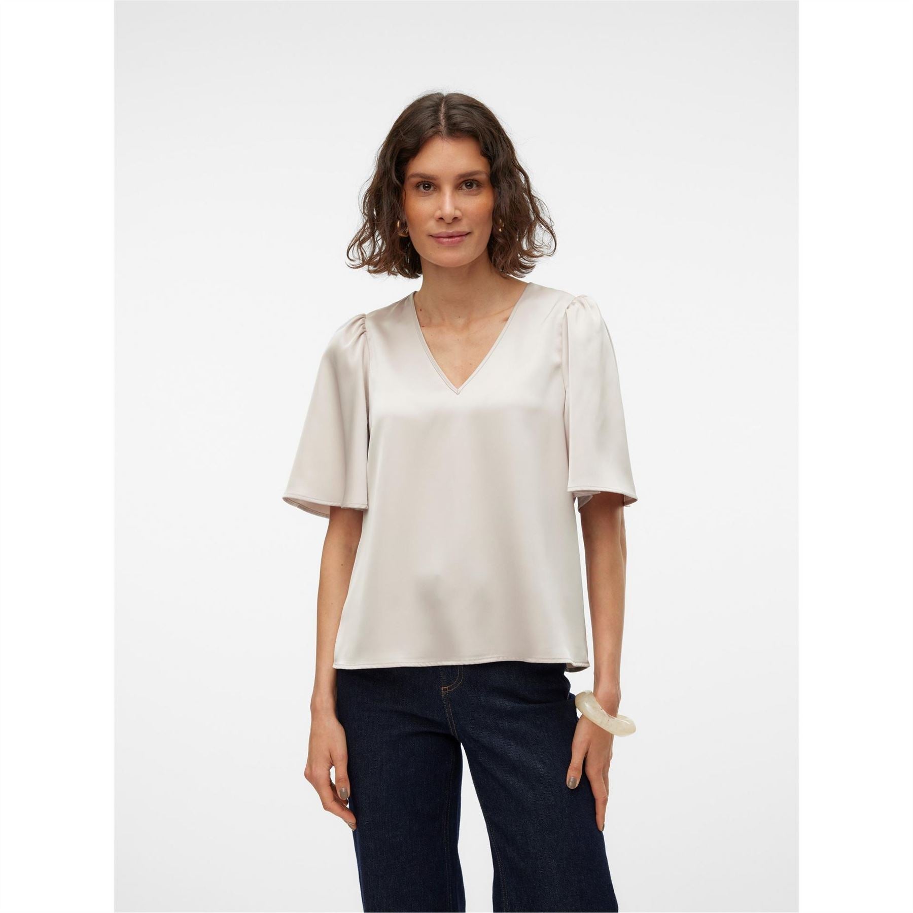 Vero Moda Vm Lovie V Neck Short Sleeve Blouse