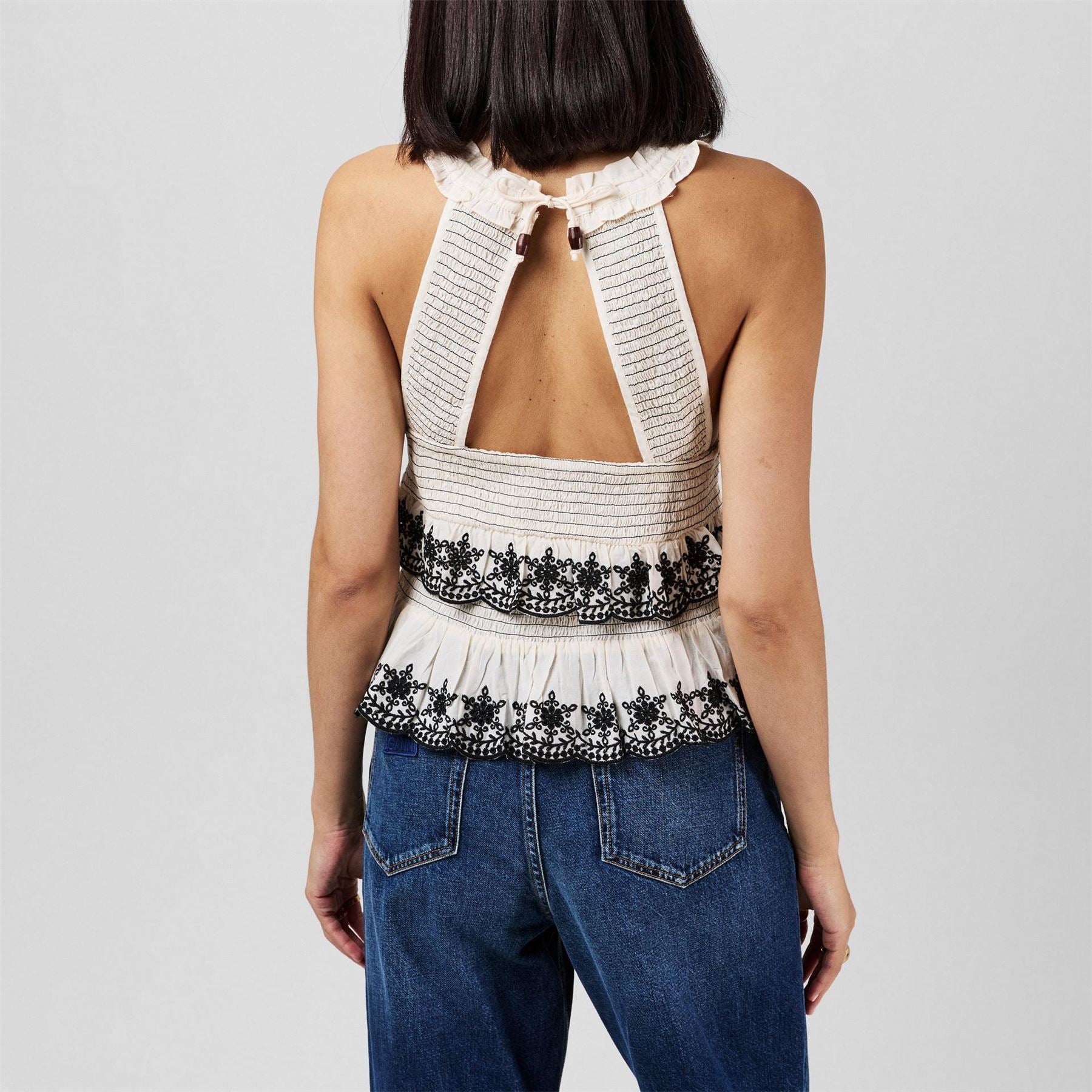 French Connection Felicity Embroidered Short Sleeve Blouse