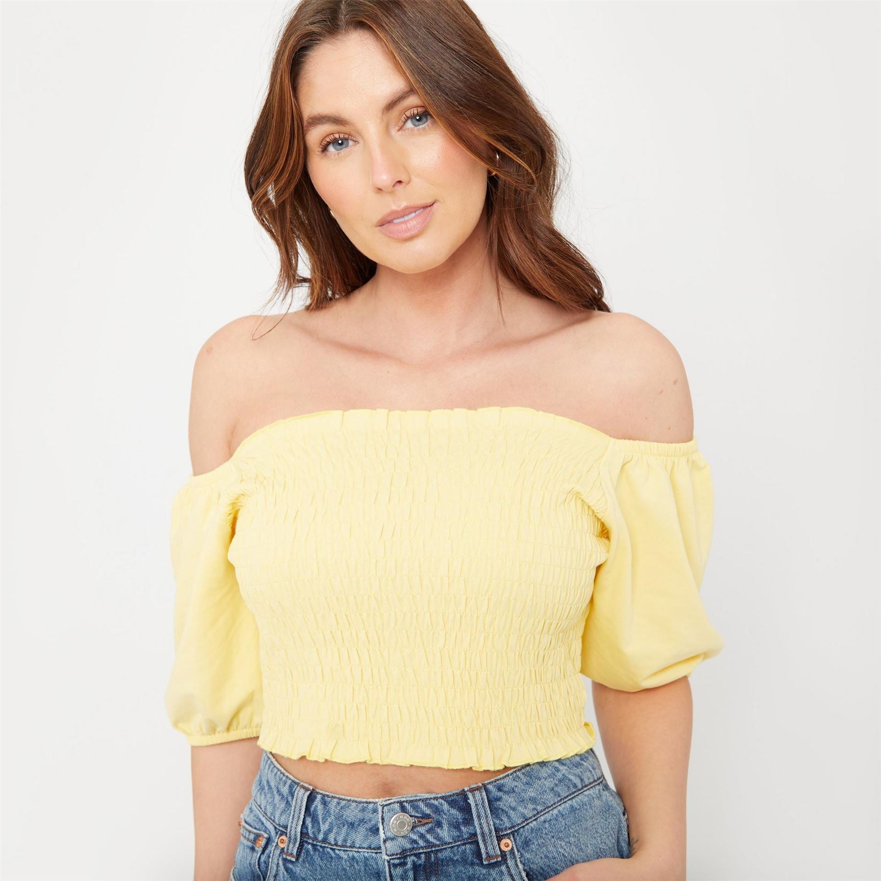 Be You Puff Sleeve Off-The-Shoulder Cropped Blouse