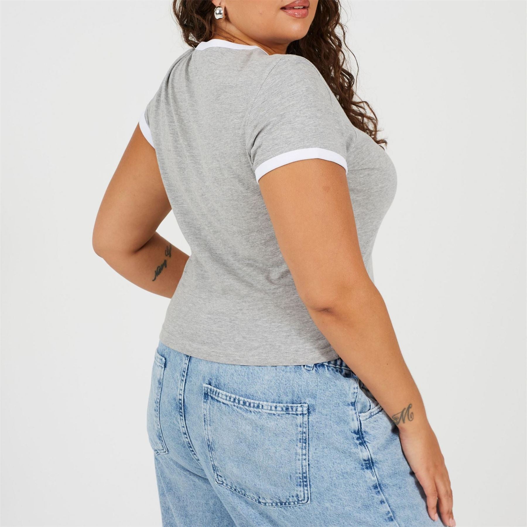 Brave Soul Plus Size Short Sleeve T Shit With Contrast Neck And Sleeve Rib