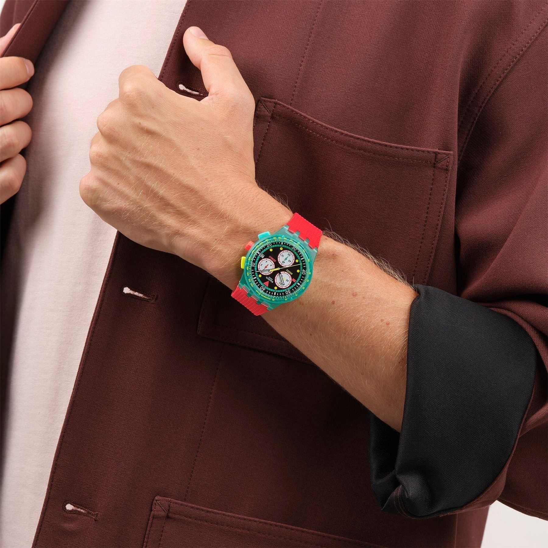 Swatch Chronograph Racing Rubber Single Wrap Analogue Watch