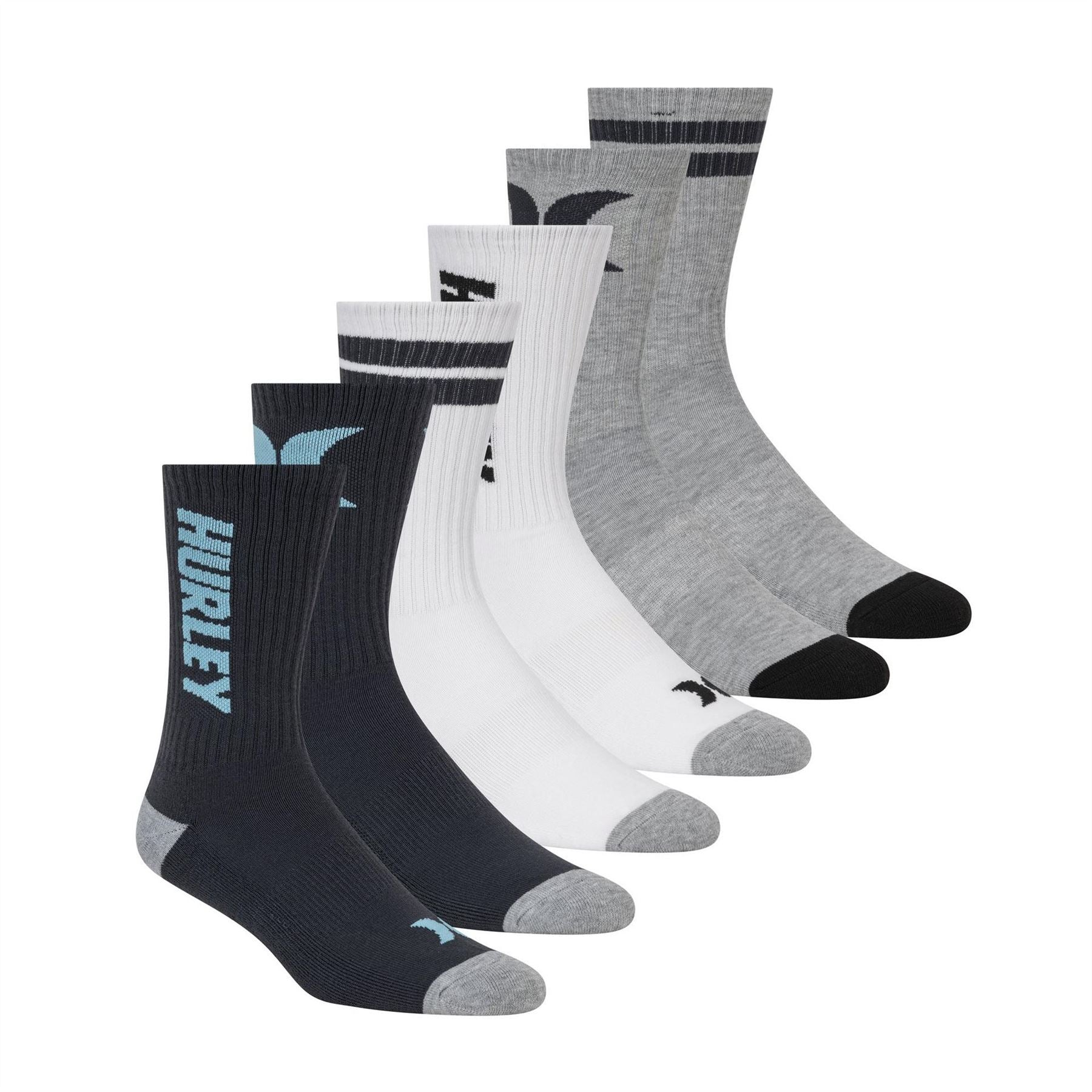 Hurley 6 Pack Terry Crew Long Socks