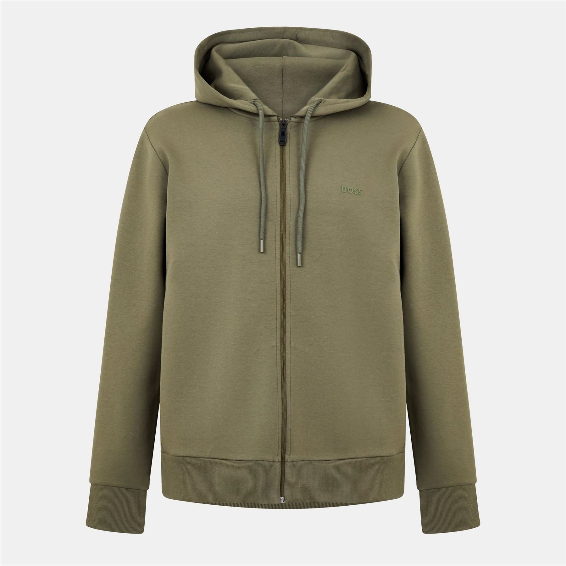 Boss BOSS GREEN Full Zip Hoodie with Adjustable Drawstring Hood   Streamlined Design