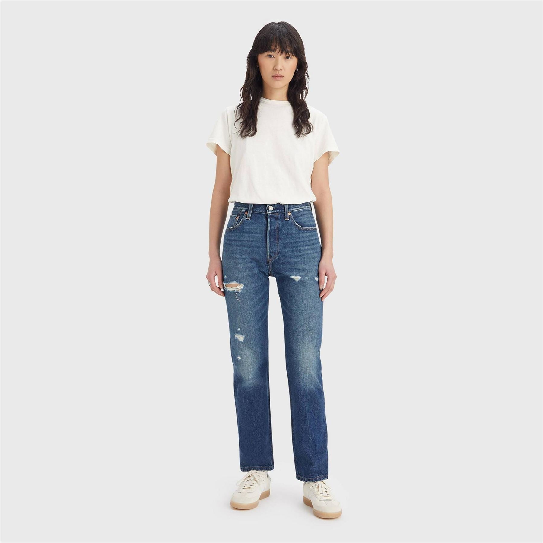 Levis 501 Distressed Regular Fit Jeans