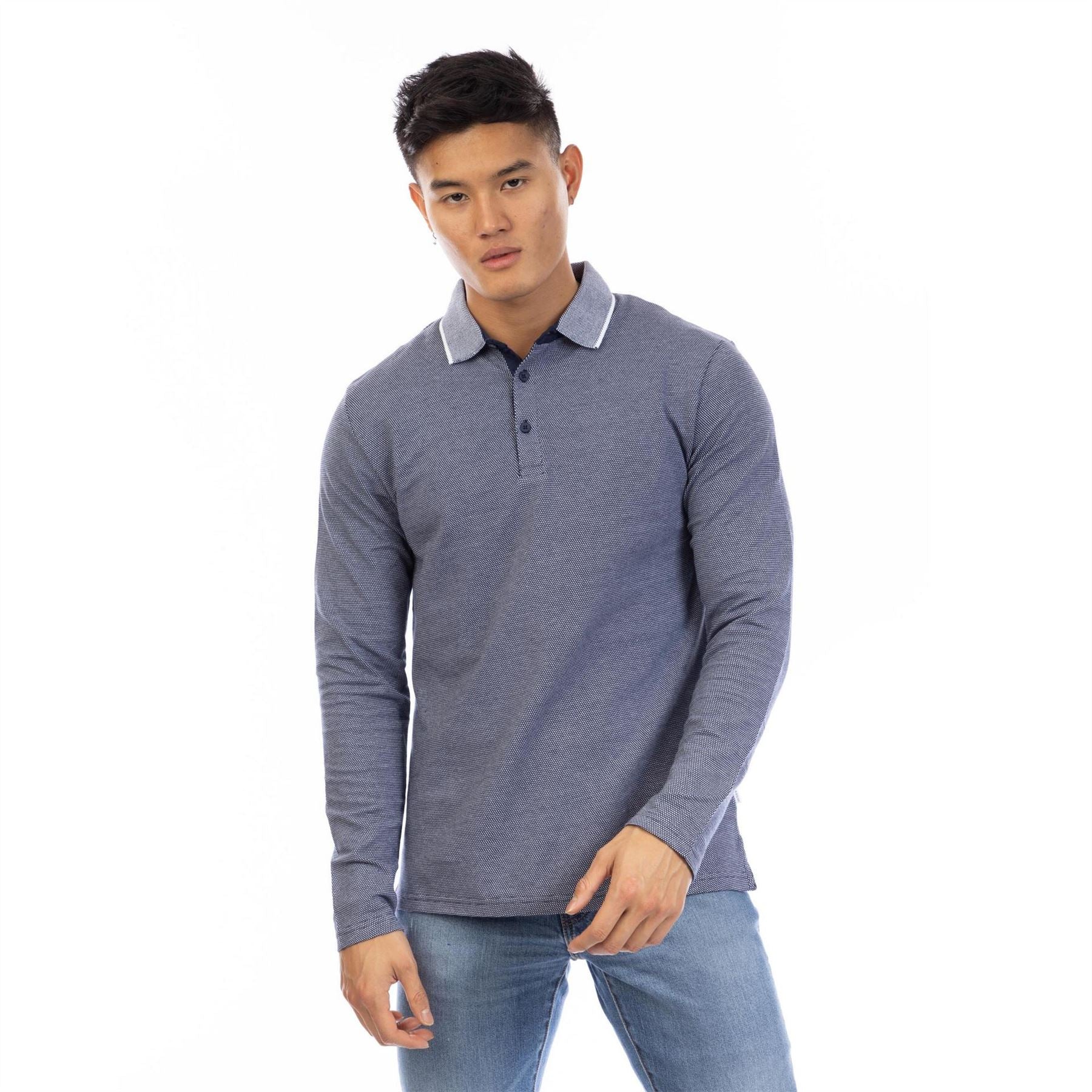 Peter Werth Needham Collared Long Sleeve Polo Shirt