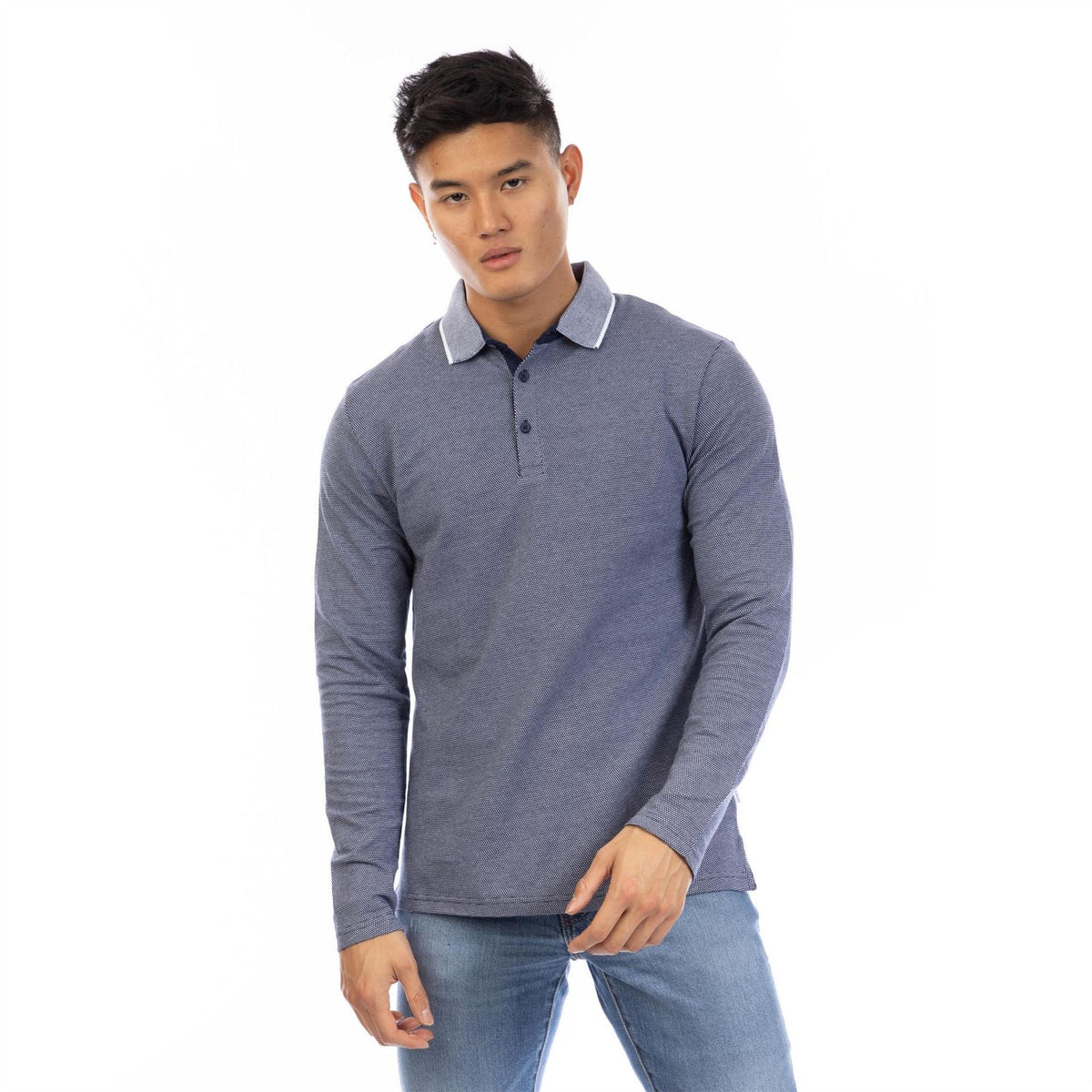 Peter Werth Needham Collared Long Sleeve Polo Shirt