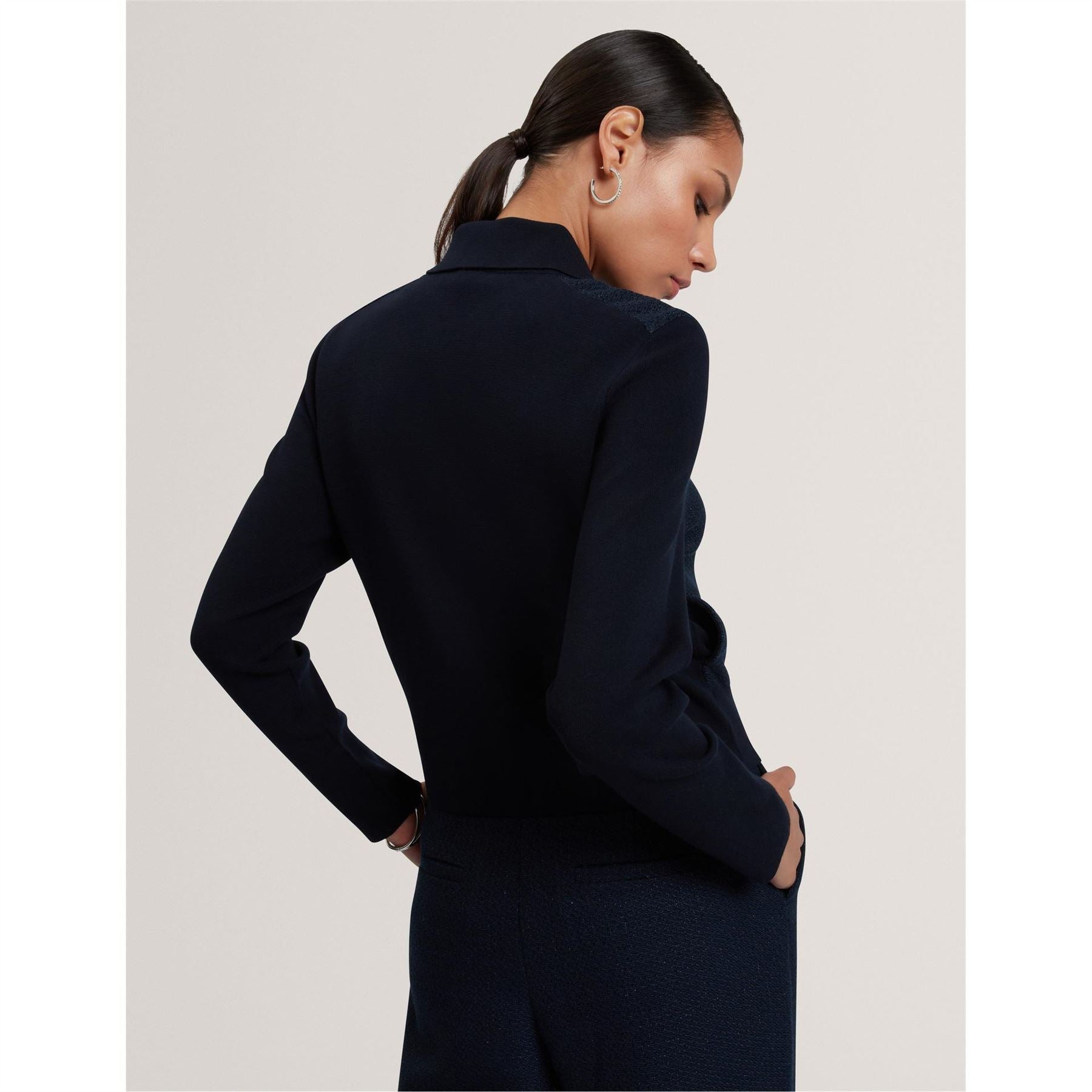Ted Baker Collared Neck Long Sleeve Zip Sweater