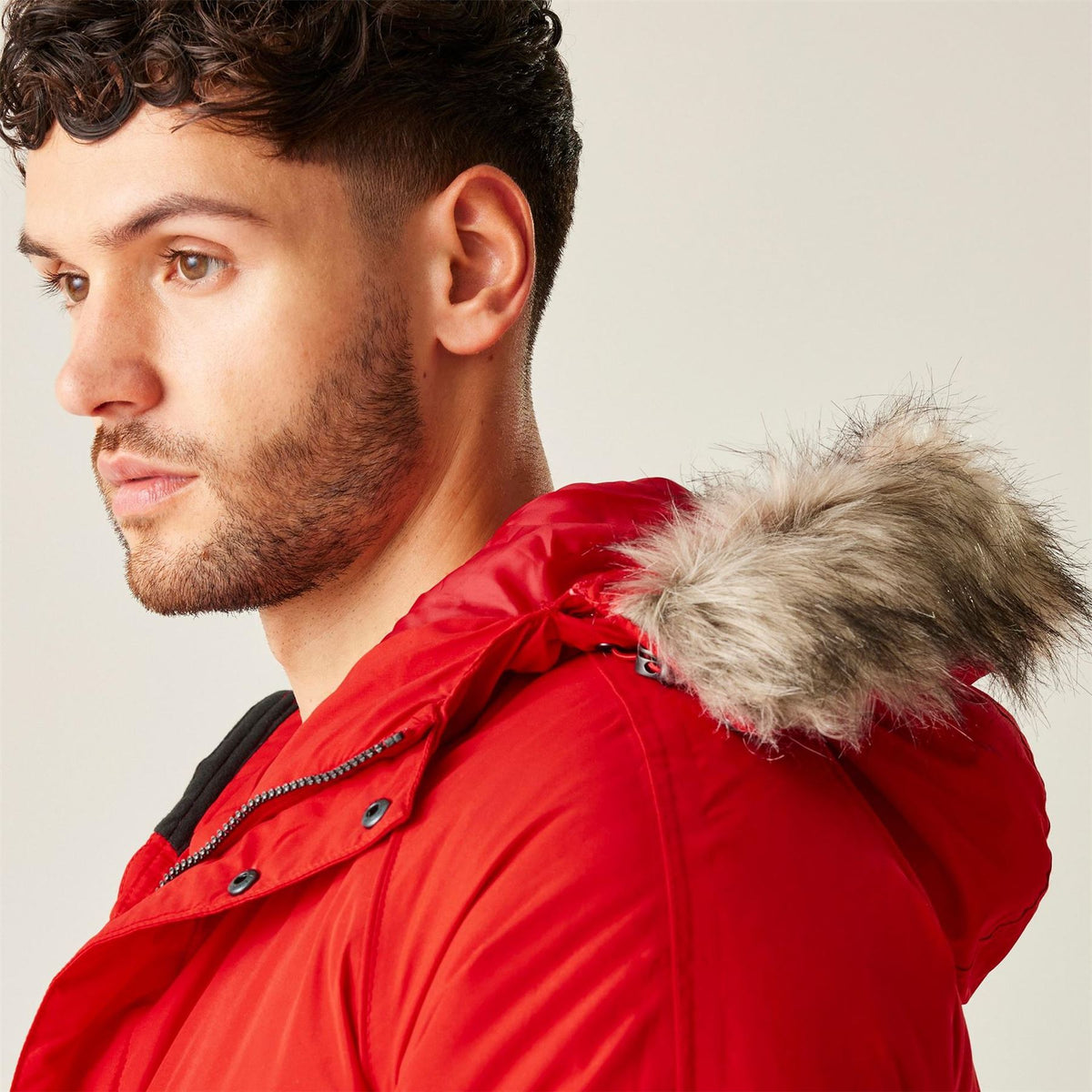 Regatta Salingeriii Solid Patterned Hooded Drawstring Fur Trim Parka Coat