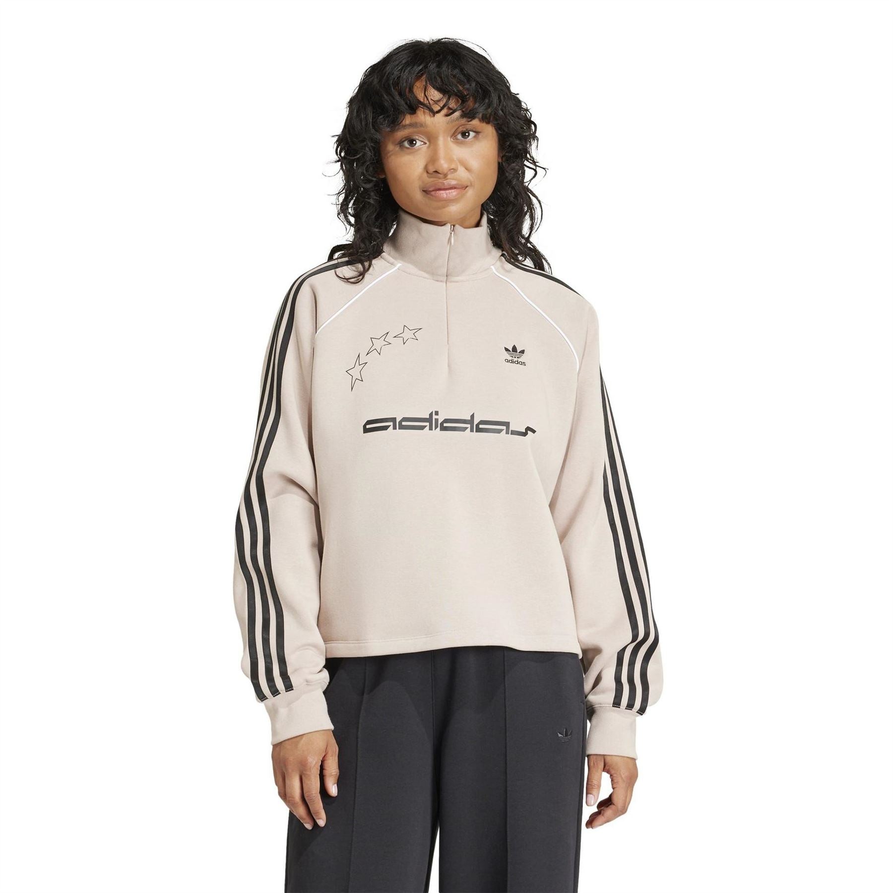 adidas Originals Half-Zip Relaxed Fit Raglan Sleeve Sweatshirt