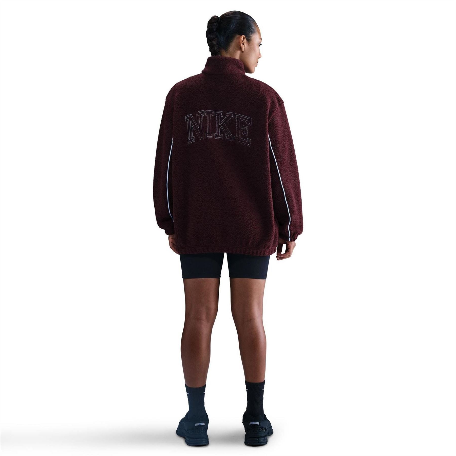 Nike Sherpa Lettering High Neck Long Sleeve Sweatshirt