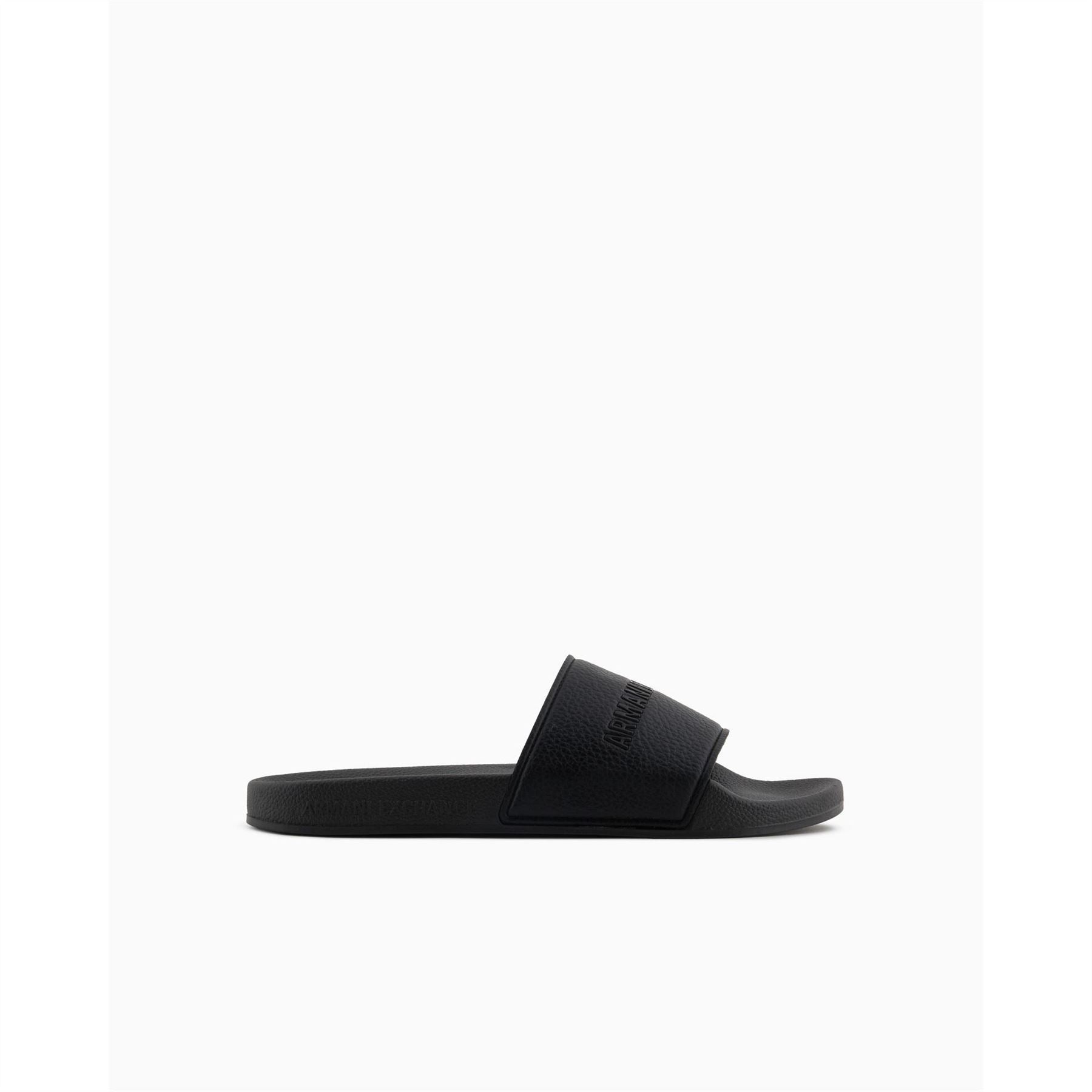 Armani Exchange Exchange Textured Open Toe Flat Slides