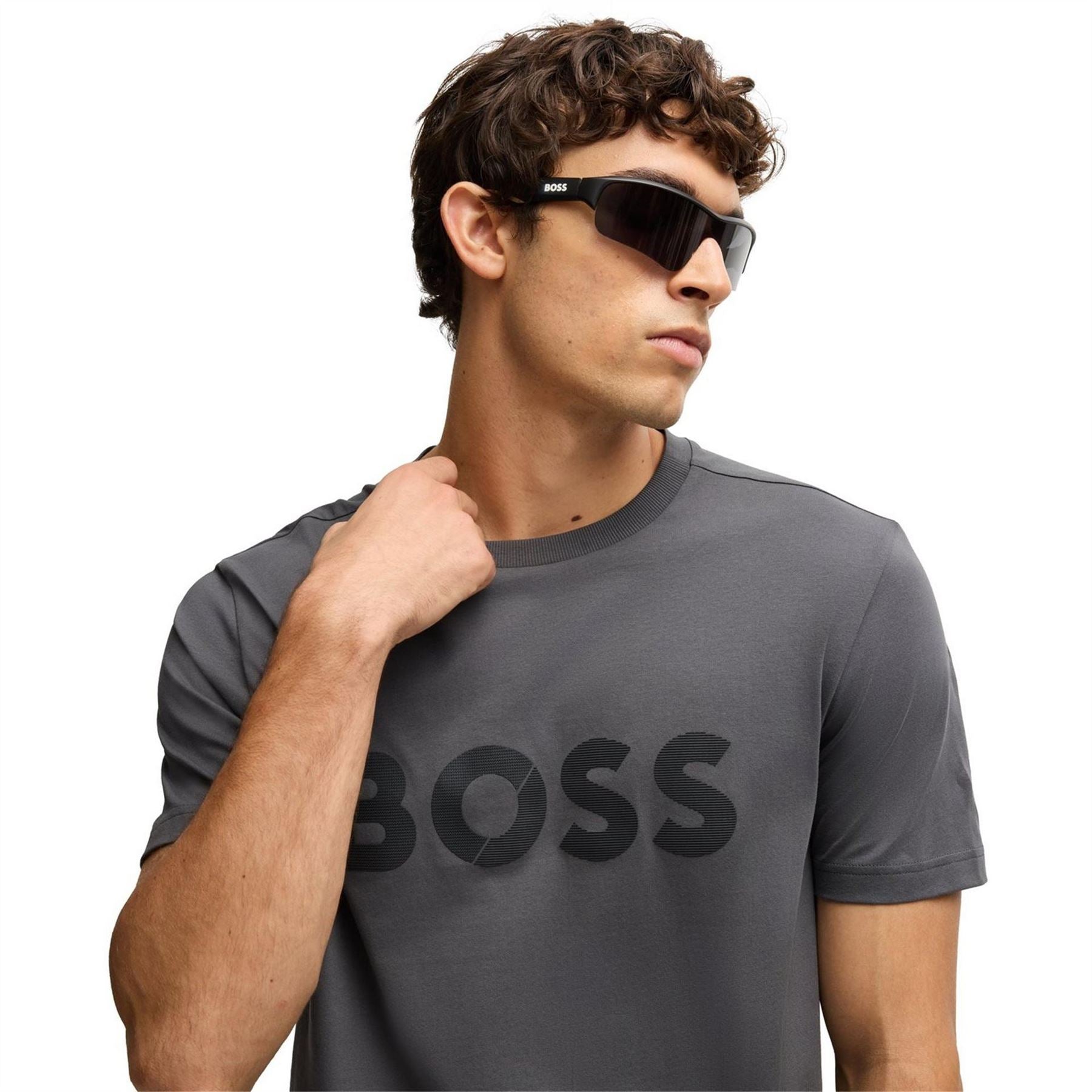 Boss Tape Logo Print Crew Neck Regular Fit T-Shirt