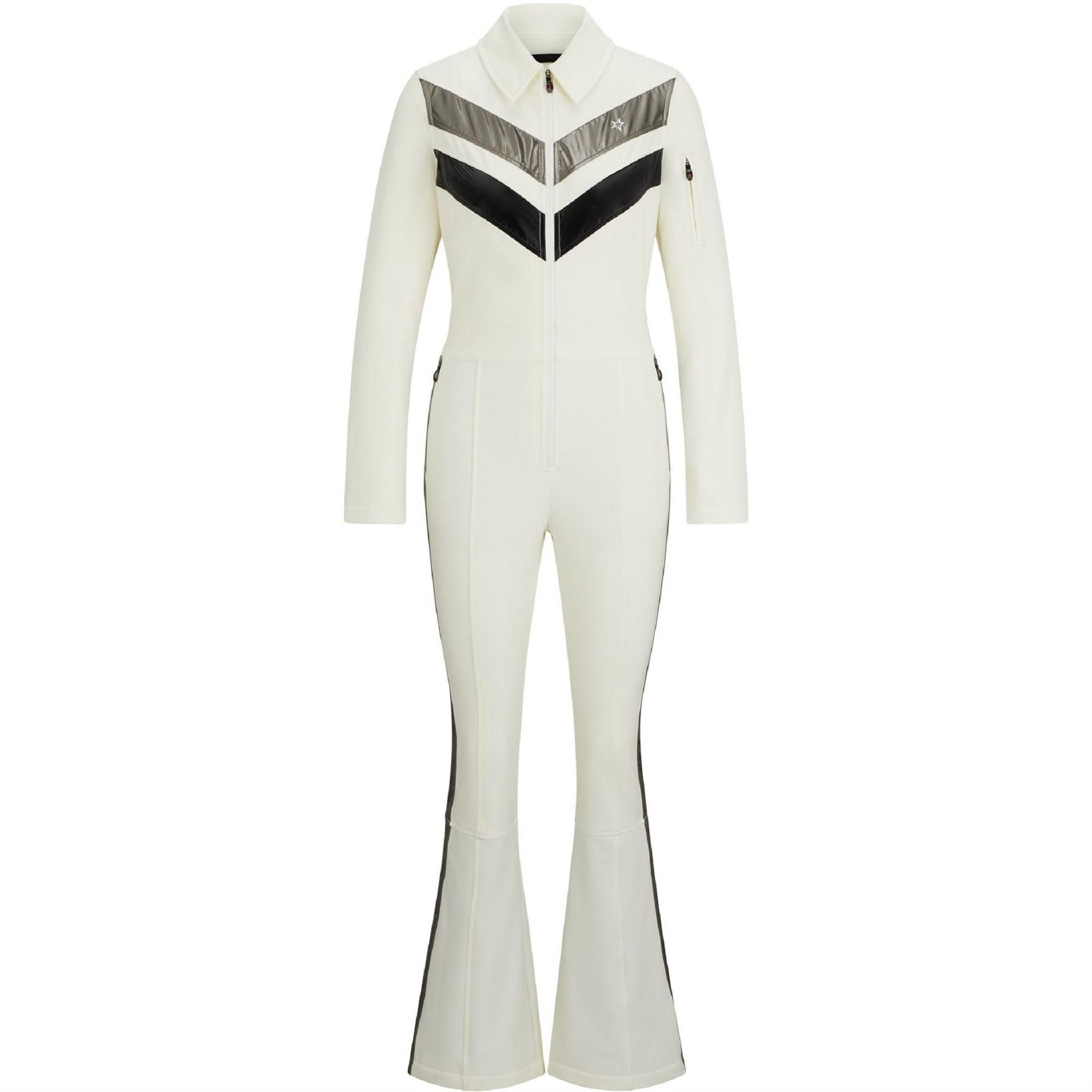 Boss Collared Neck Long Sleeve Solid Patterned Skisuit