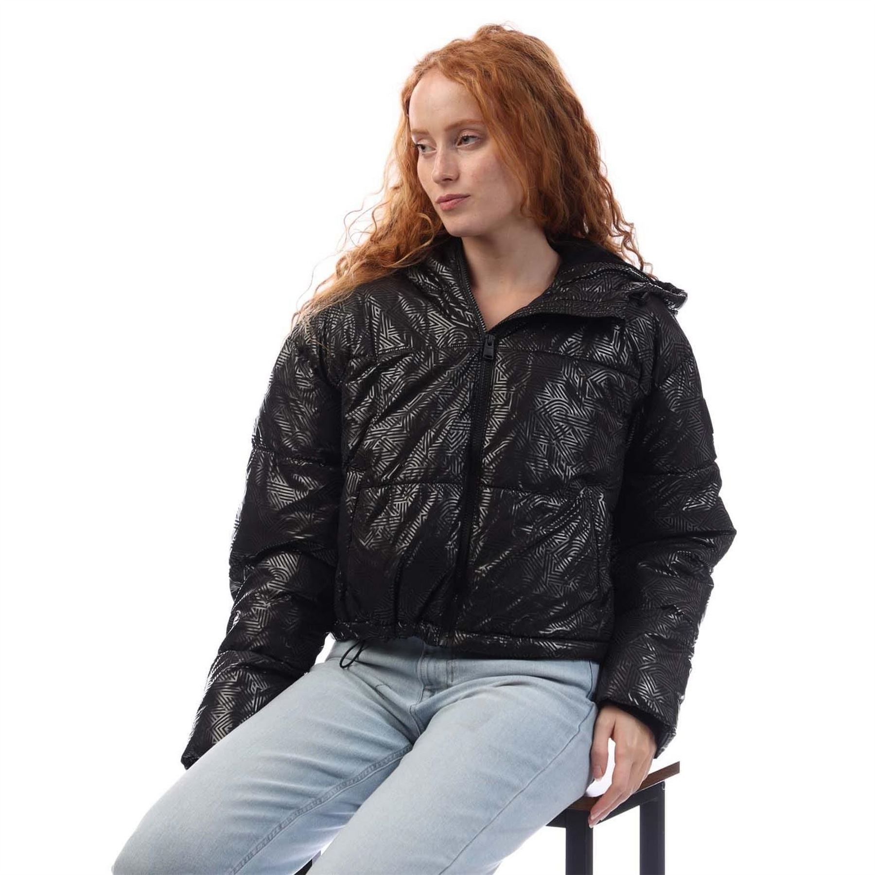 DKNY Print Cropped Hooded Jacket