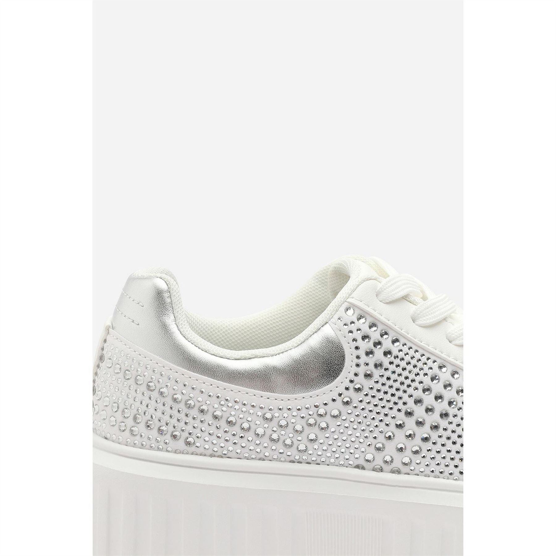 Wheres That From Lace Up Trainer With Diamante Pattern And Chunky Sole