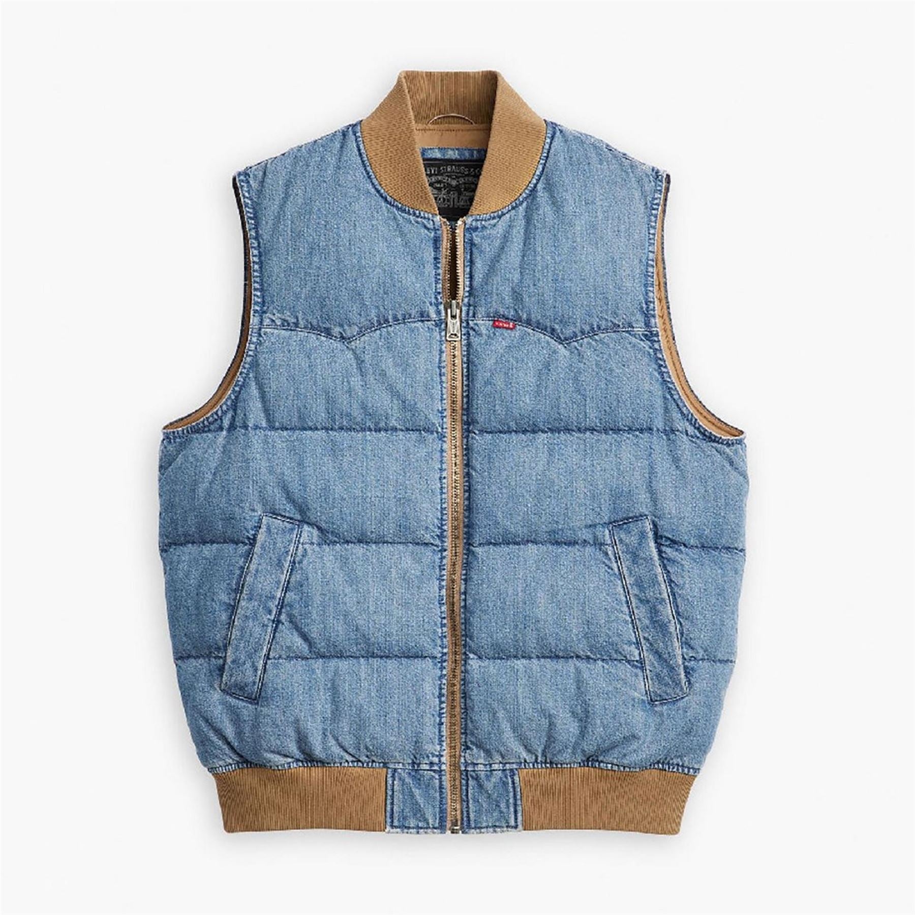 Levis Western Solid Patterned Zipped Pocket Puffer Coat