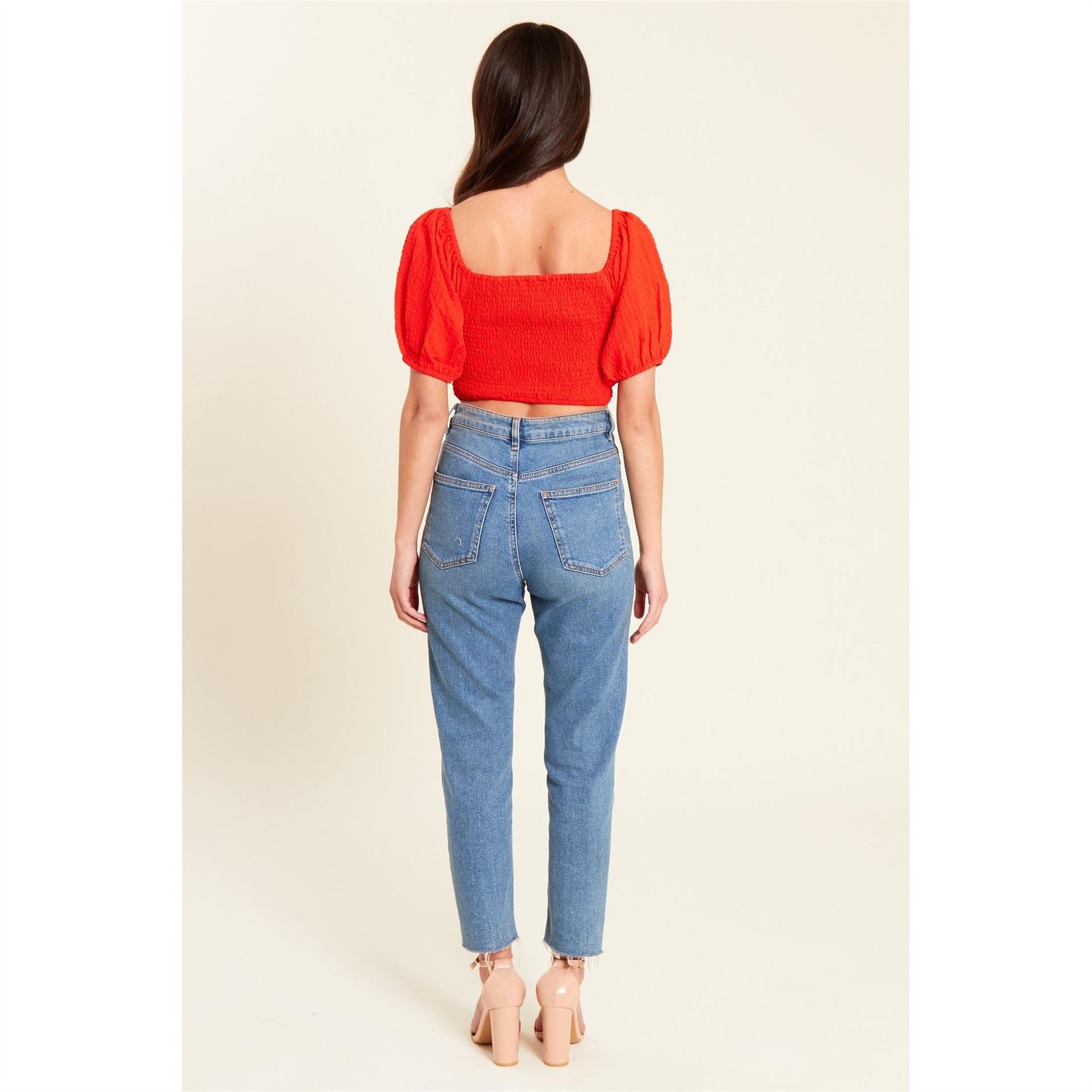 Be You Womens Shirred Crop Top
