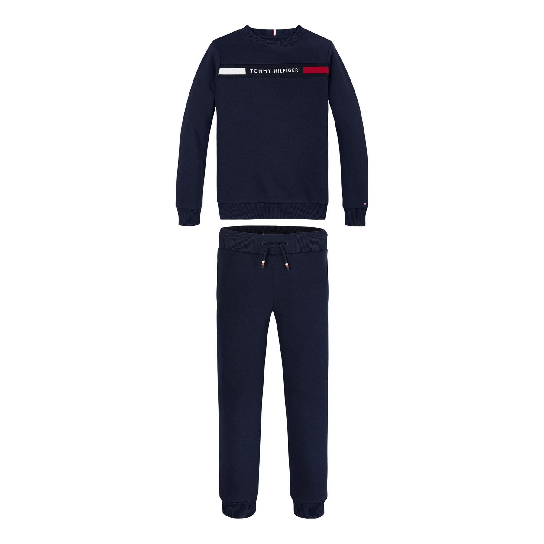 Tommy Hilfiger Rib Insert Crew Neck Long Sleeve Sweatshirt Jogger Set