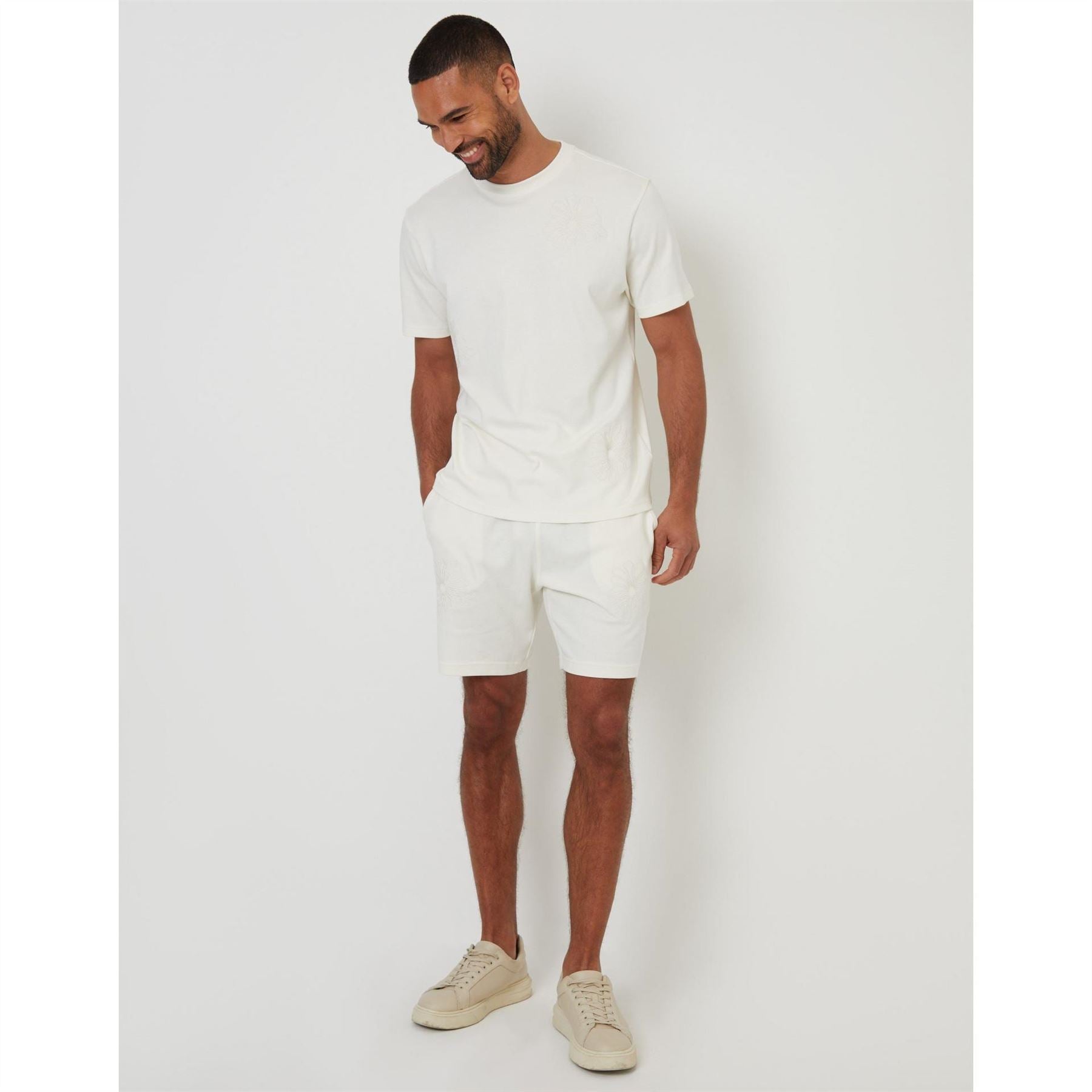 Threadbare Floral Embroidered Regular Fit Crew Neck Short Sleeve T-Shirt