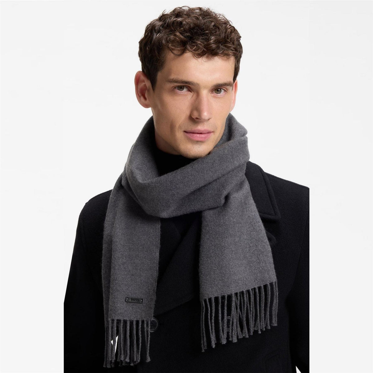 Boss Knitted Scarf With Logo Detail (naster)