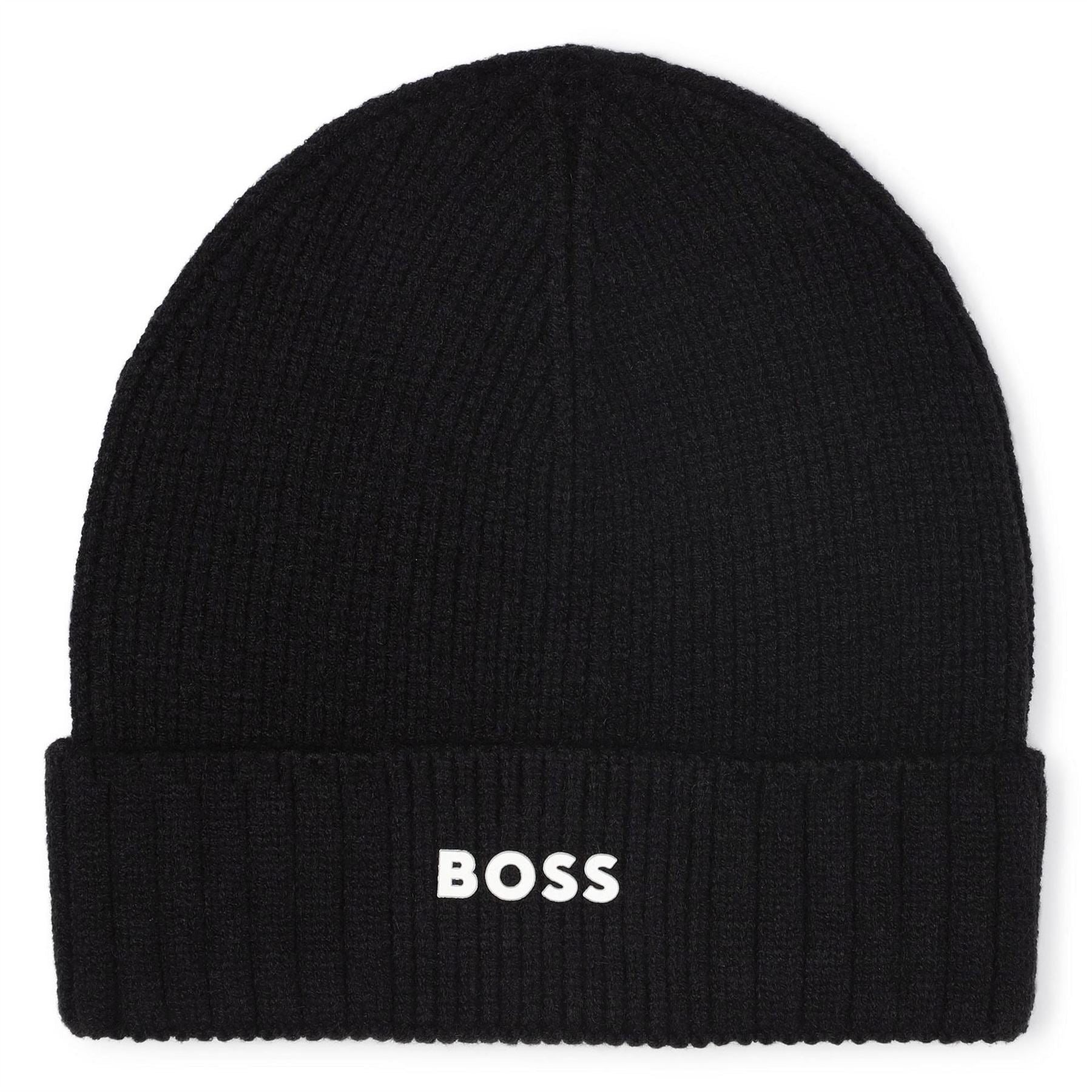 Boss Junior Logo Print Lettering Adjustable Cuff Beanie