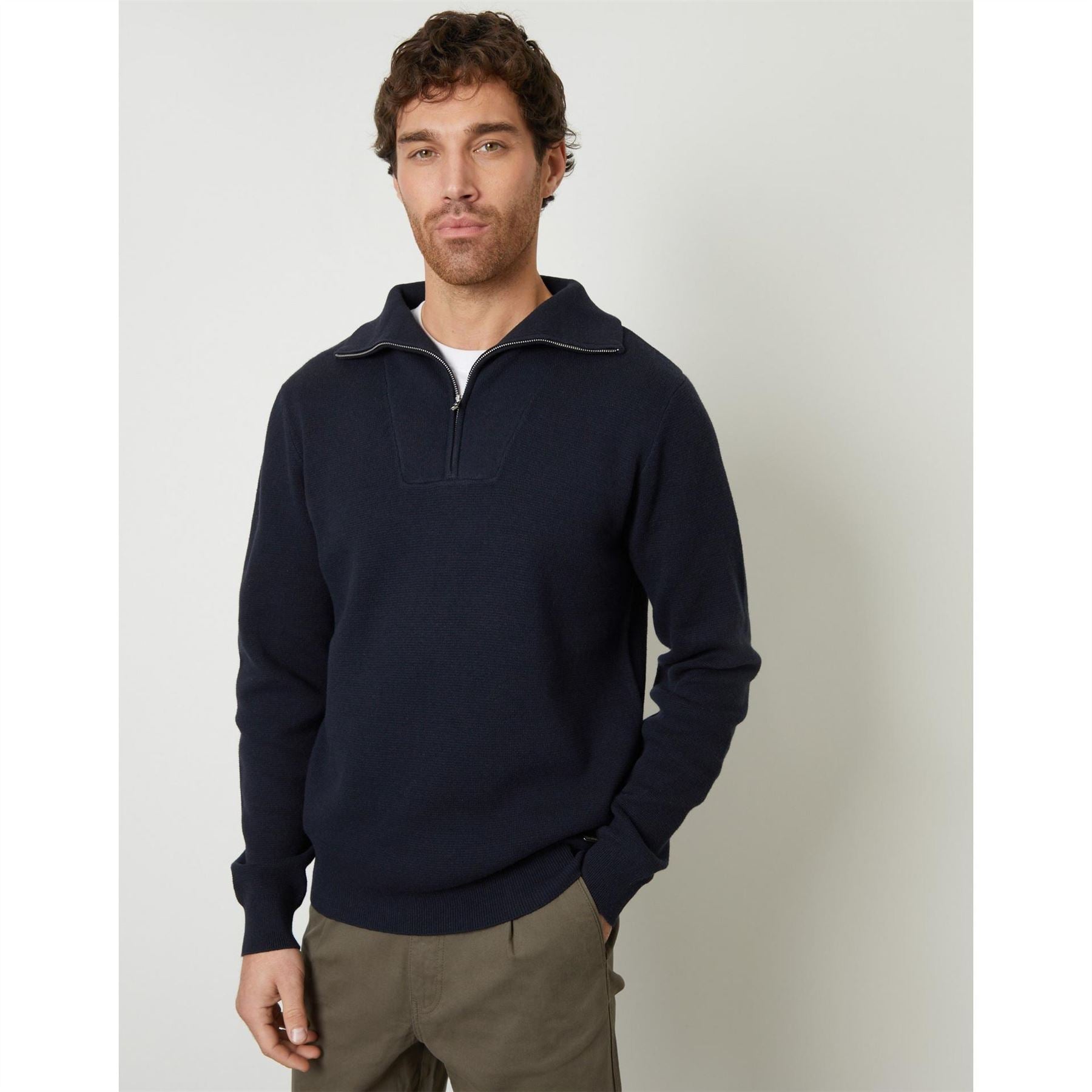 Threadbare Kamrul Quarter Zip Knitted Jumper