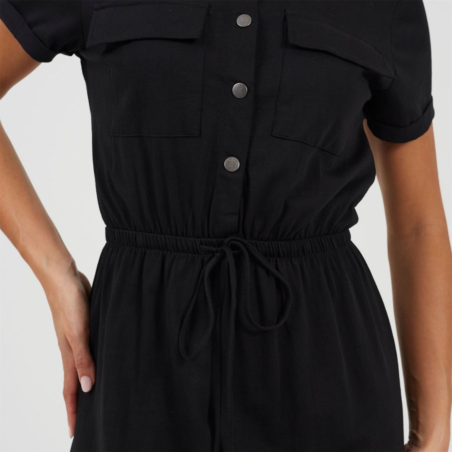 Brave Soul Crew Neck Short Sleeve Midi Shirt Dress