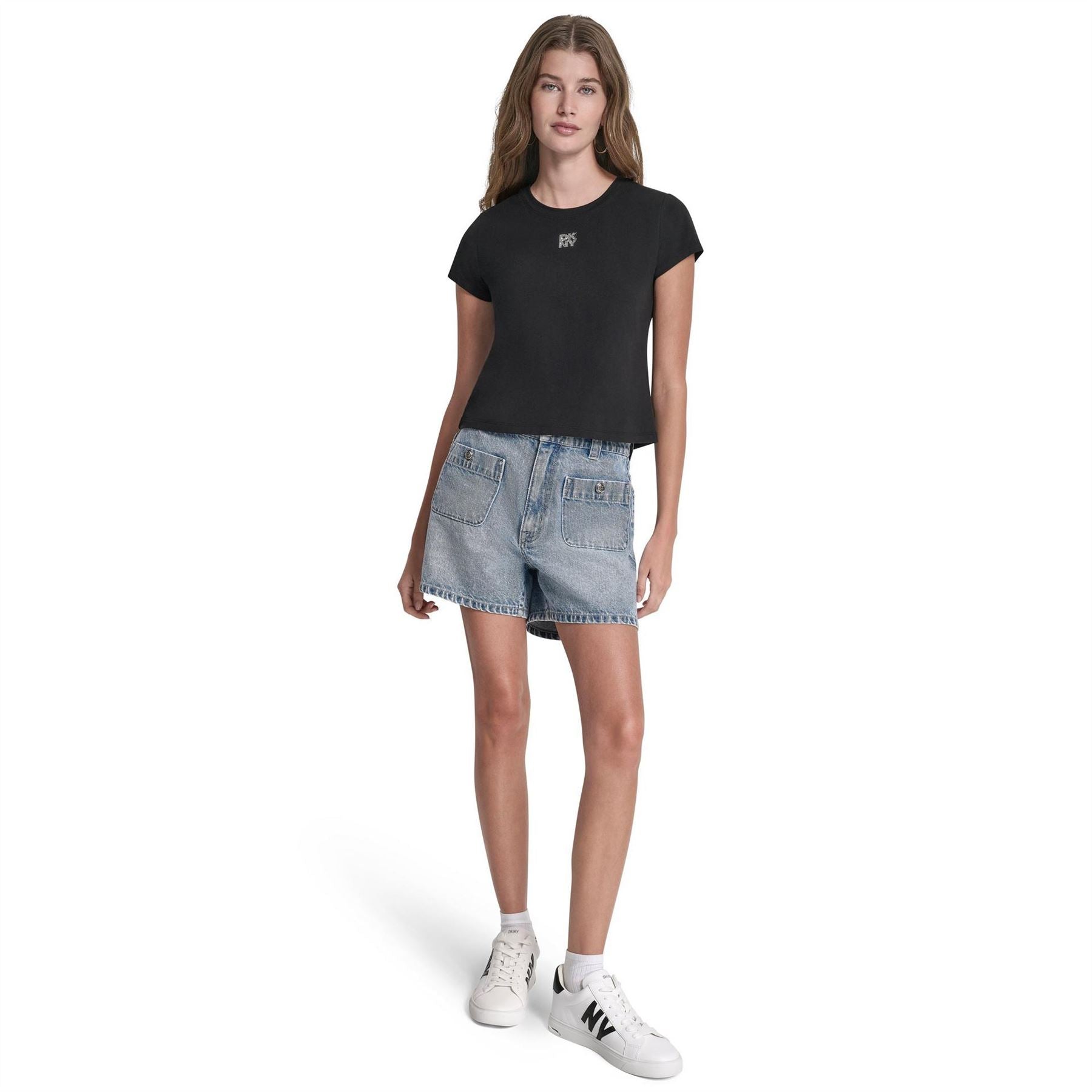 DKNY Jeans Rhinestone Logo Baby Tee