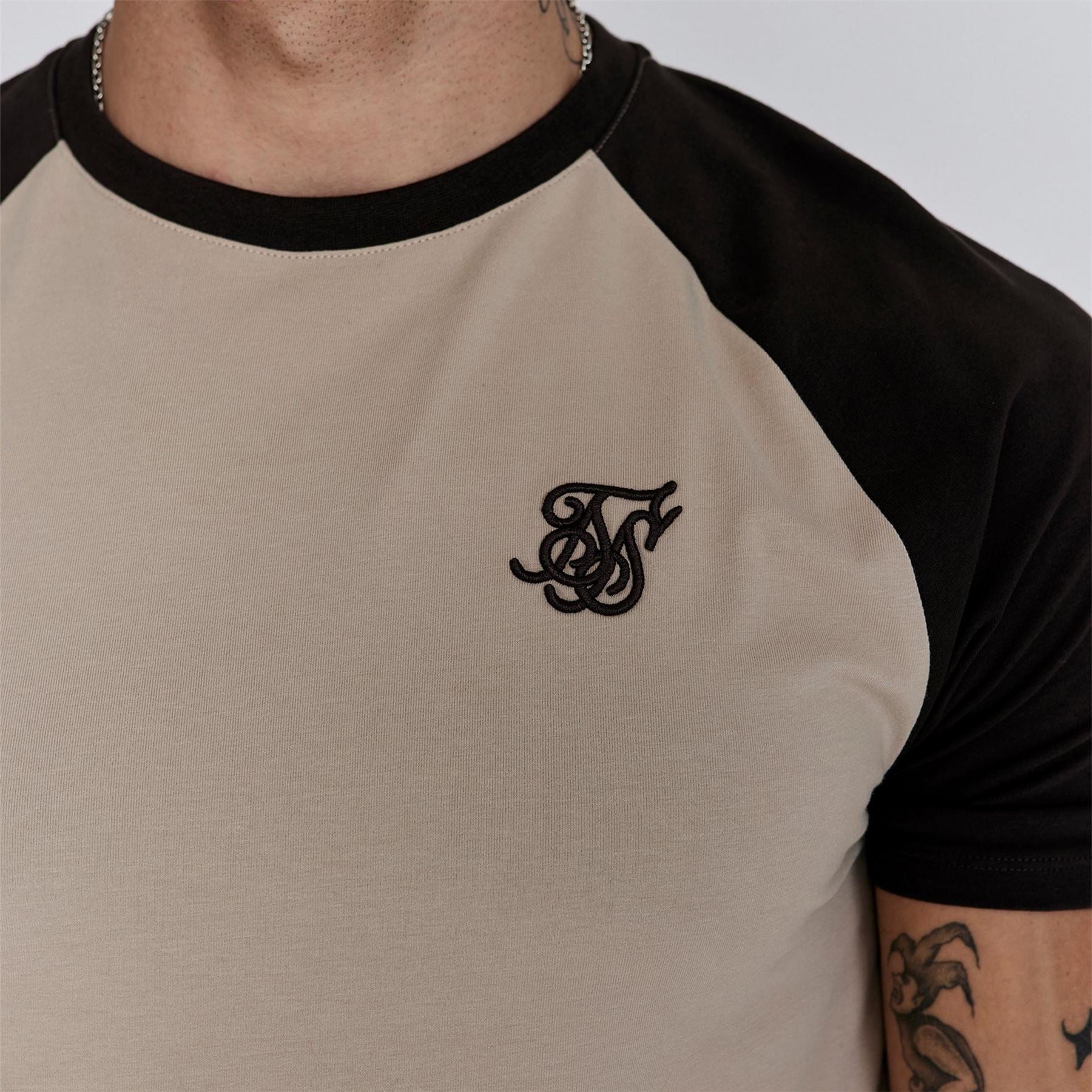 SikSilk Raglan Regular Fit Crew Neck T-Shirt