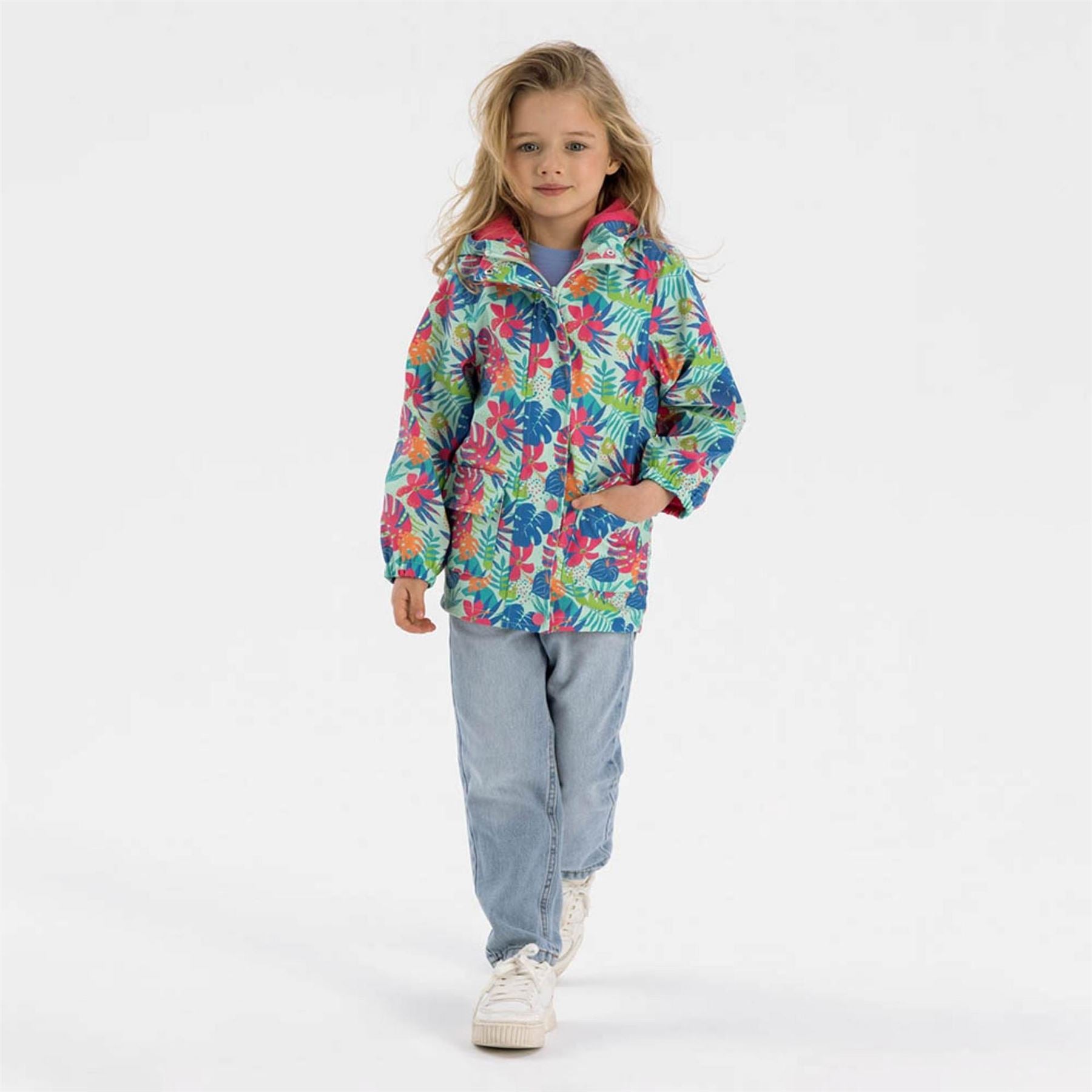Minoti Girls Rain Jacket Printed Mint
