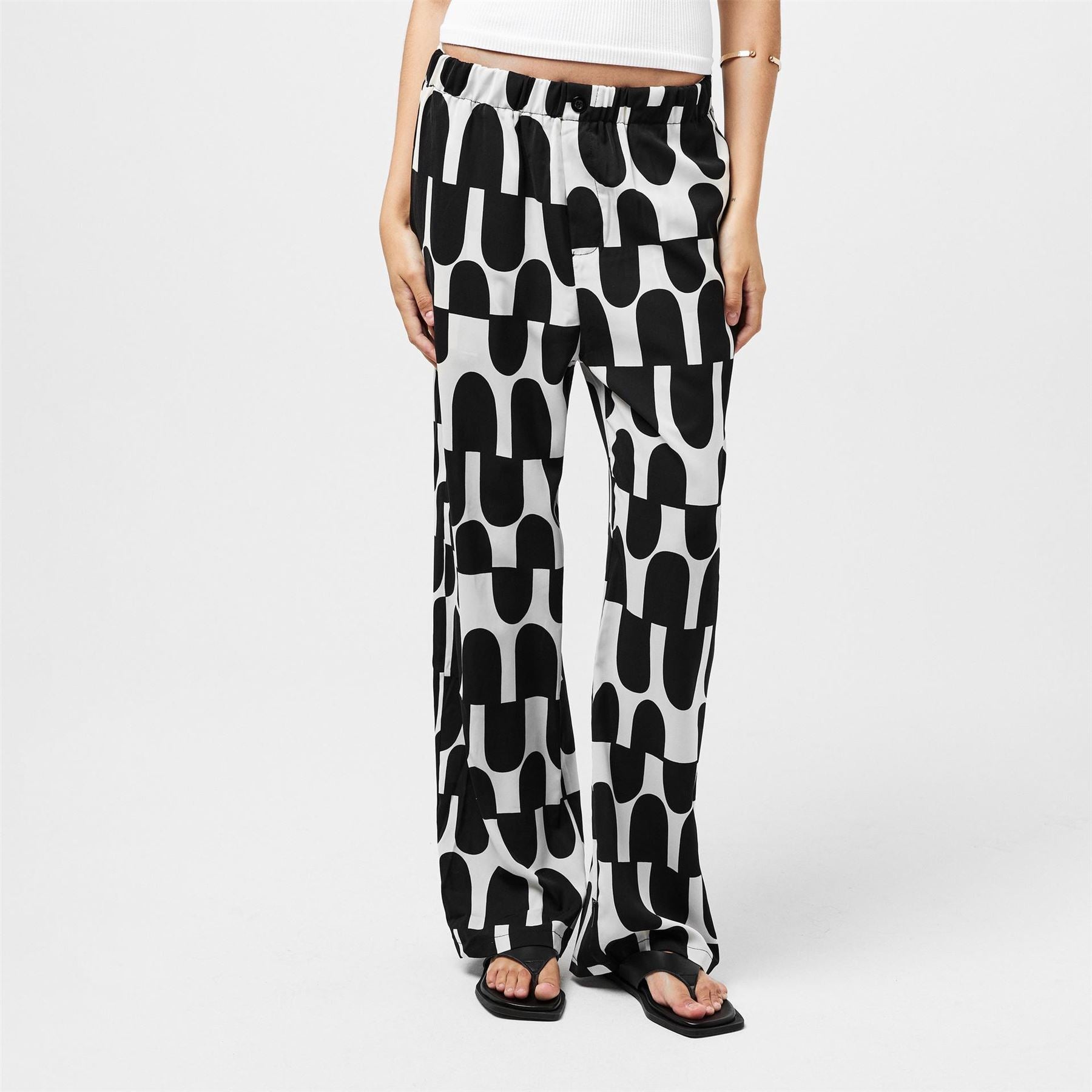 AX Paris And Cream Printed Geometric Trousers