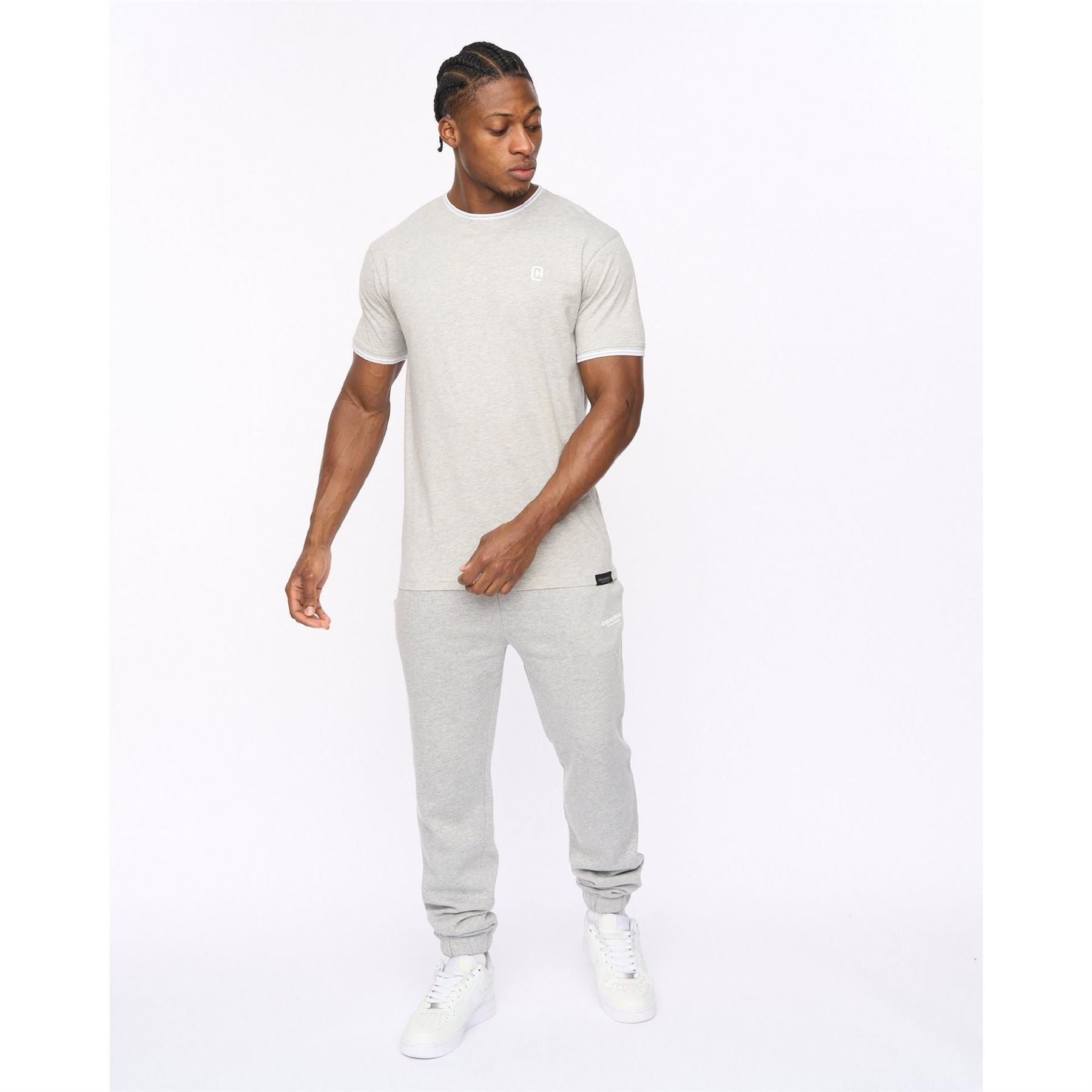 Crosshatch Preece Hem Label Patch Crew Neck Short Sleeve T-Shirt