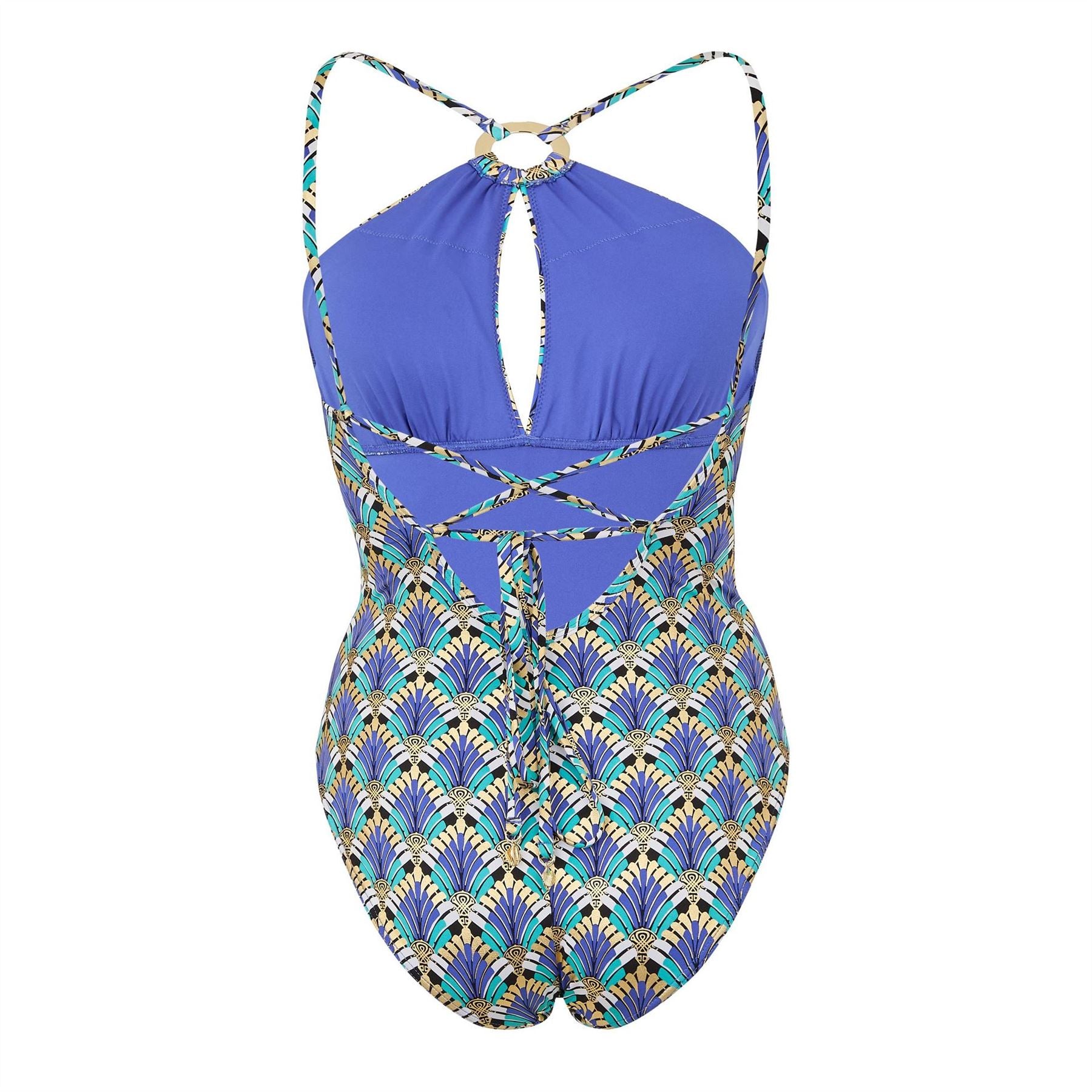 Biba Highneck Geometric Patterned Swimsuit