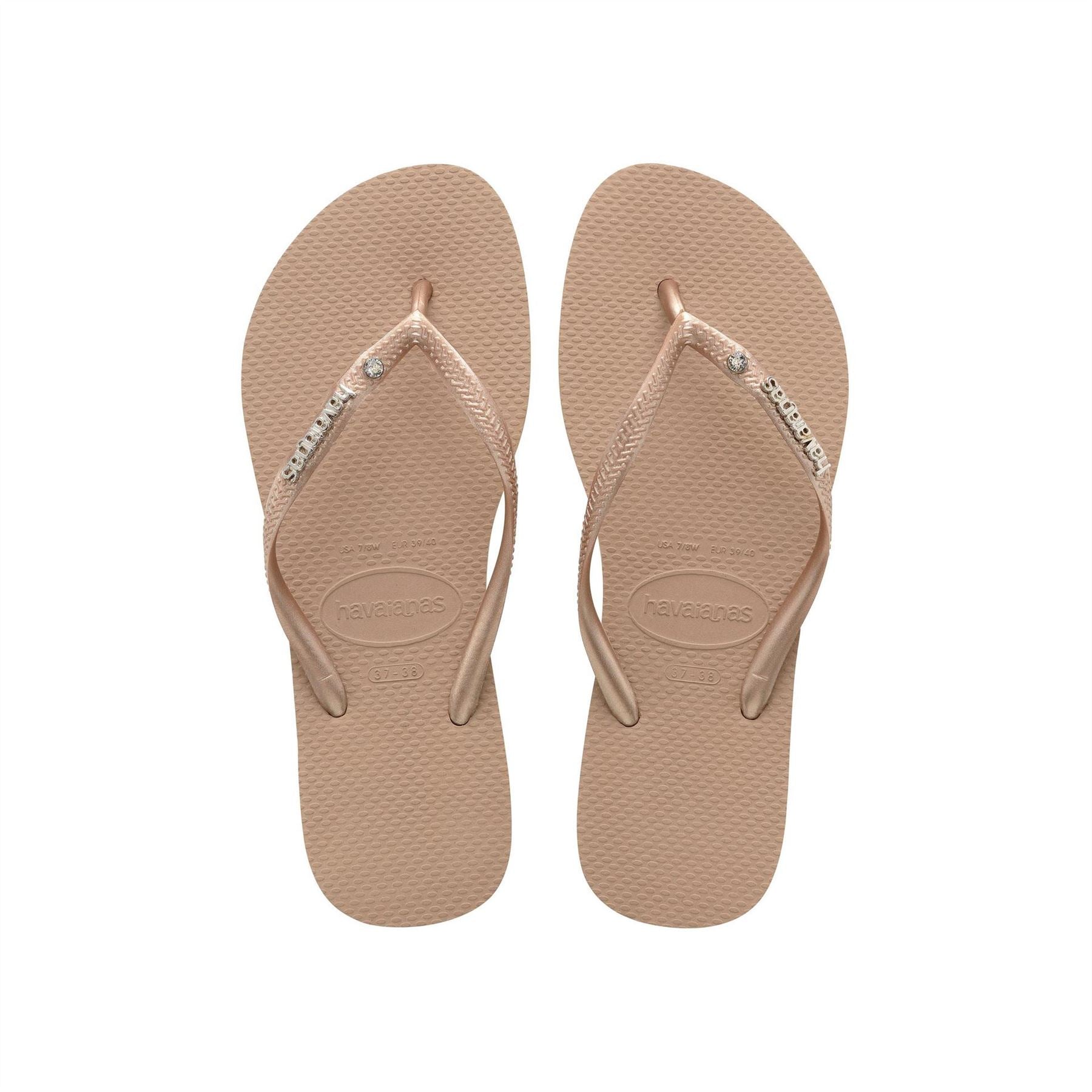 Havaianas Hav. Slim Metal Logo And Crystal Ro Flip Flops Womens