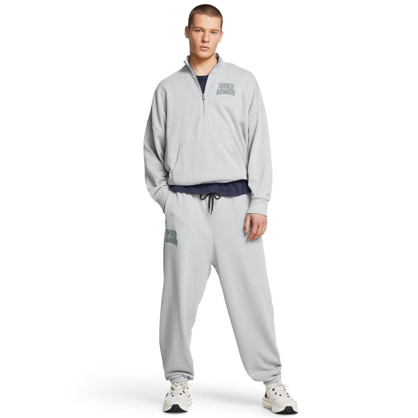 Under Armour Icon Zip Neck Ribbed Collar Long Sleeve Sweatshirt