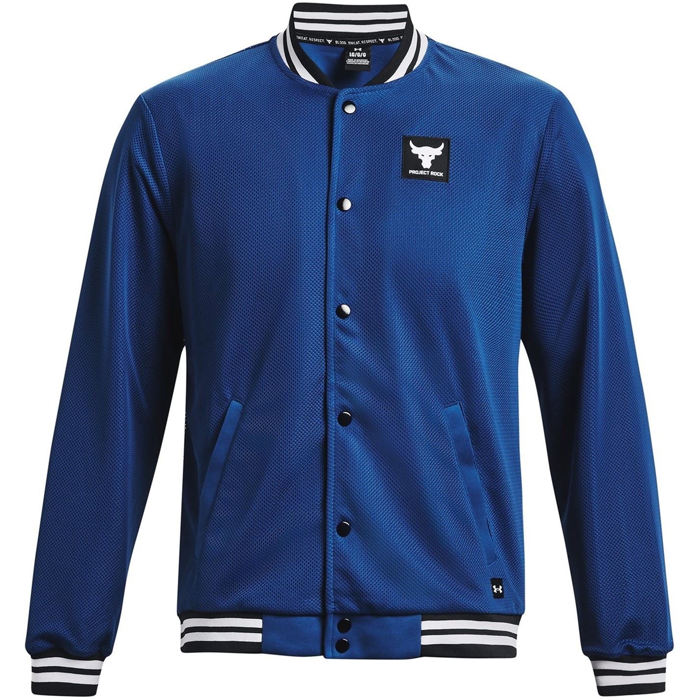 Under Armour Project Rock Solid Patterned Snap Button Varsity Jacket