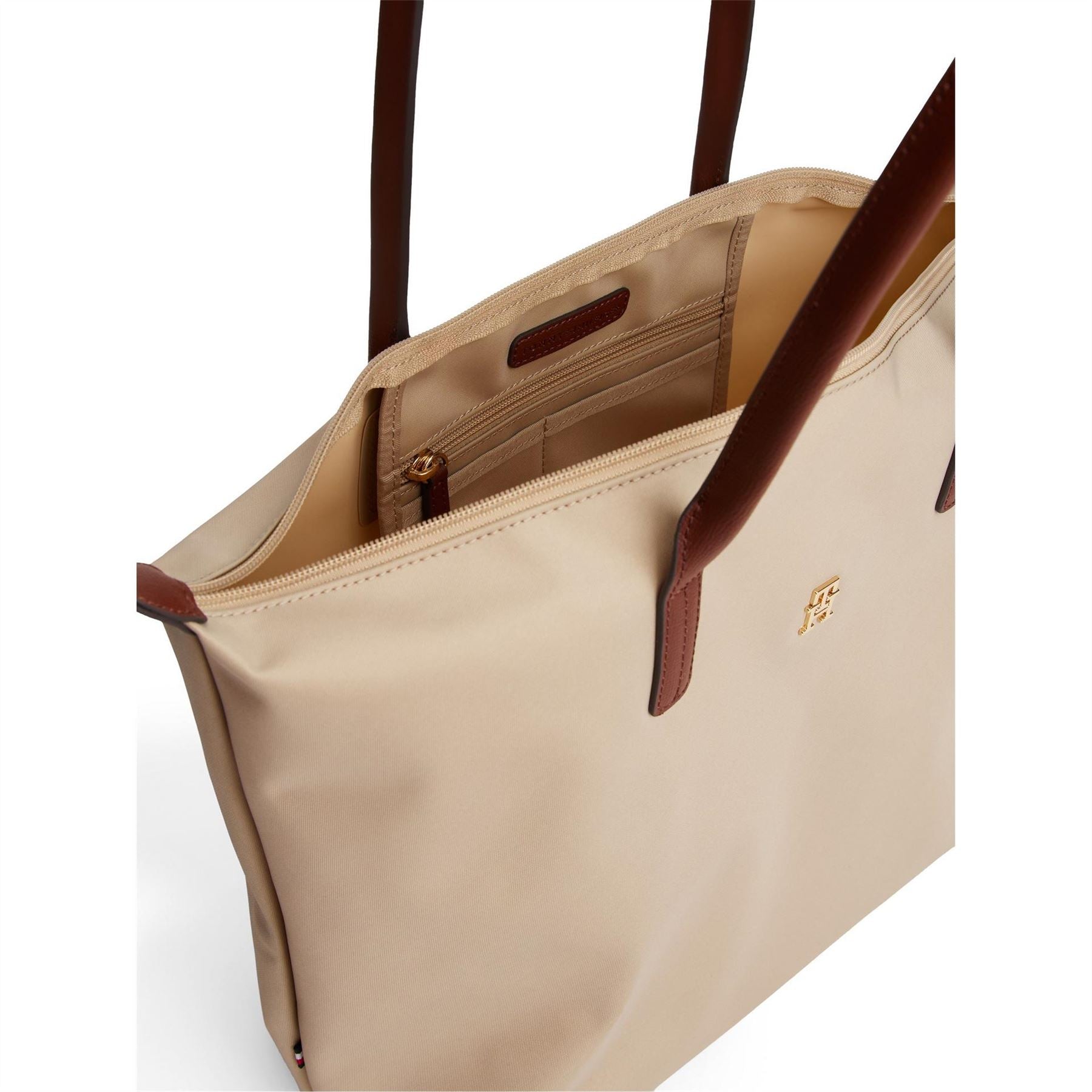 Tommy Hilfiger Popette Trapezoid Shape Tote Bag with Gold Tone Hardware