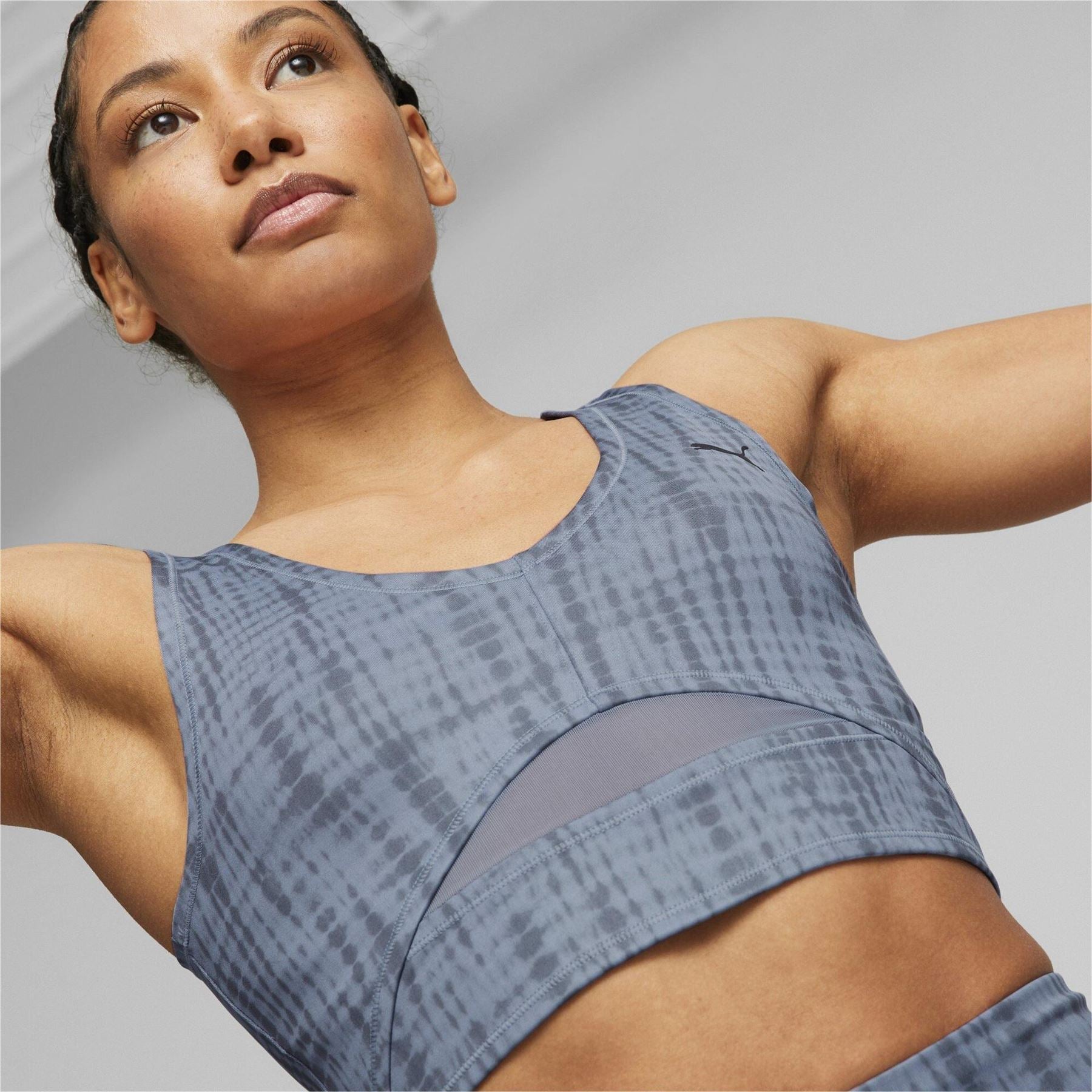 Puma Studio All Over Print Cropped Low Impact Sports Bra