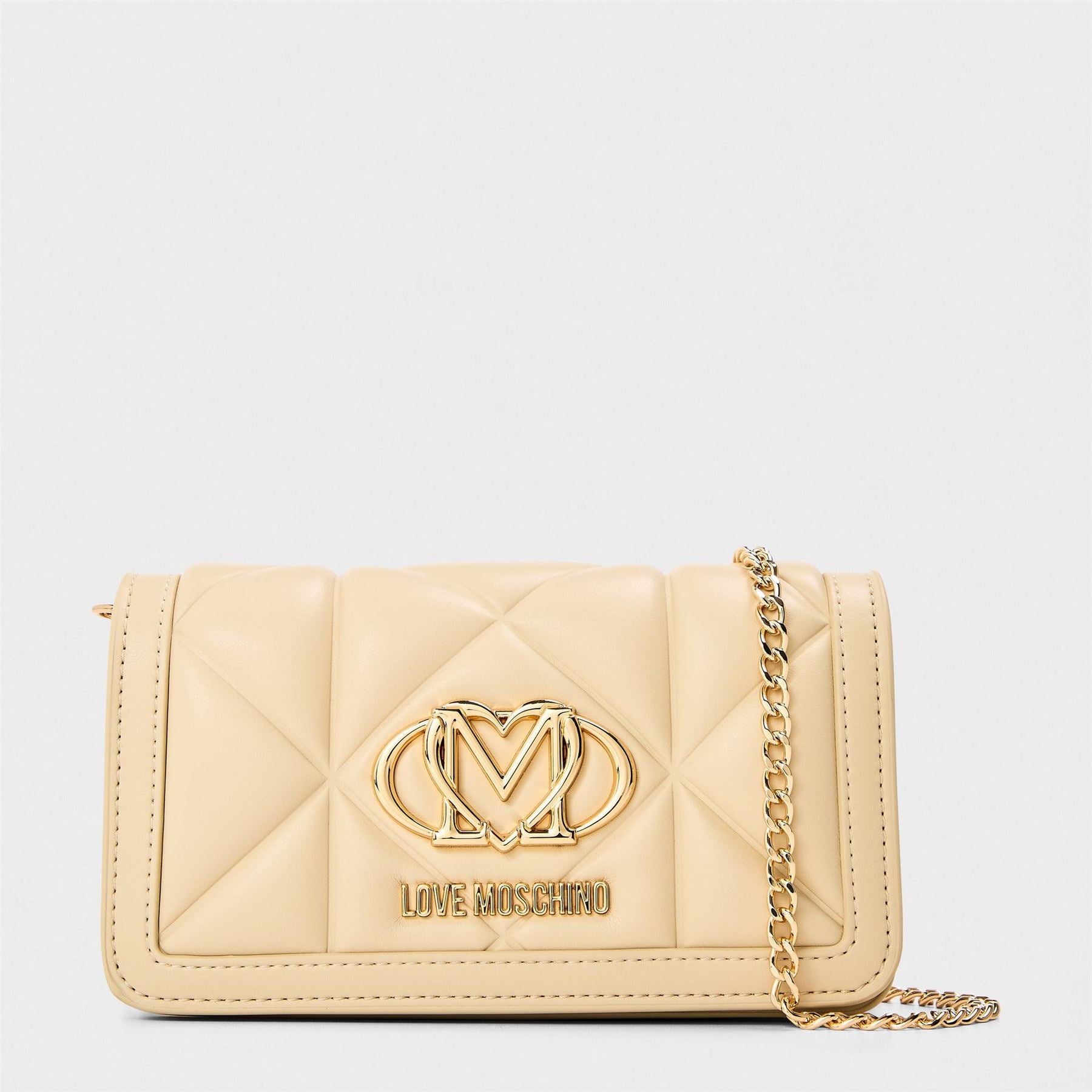 Love Moschino Geometric Patterned Quilt Wallet on Chain Clutch