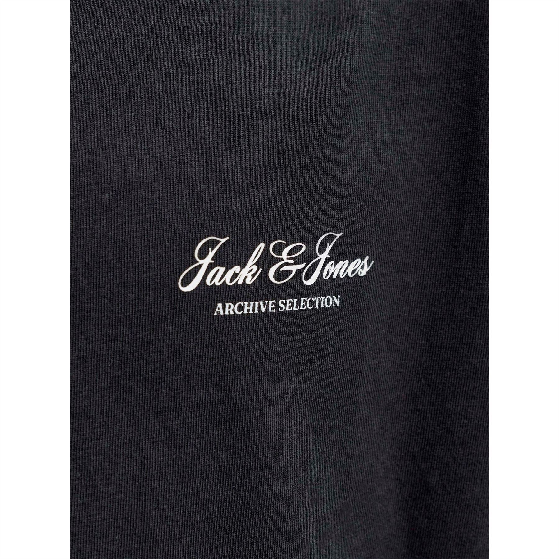 Jack and Jones Archive Printed Logo Text Graphic Crew Neck T-Shirt
