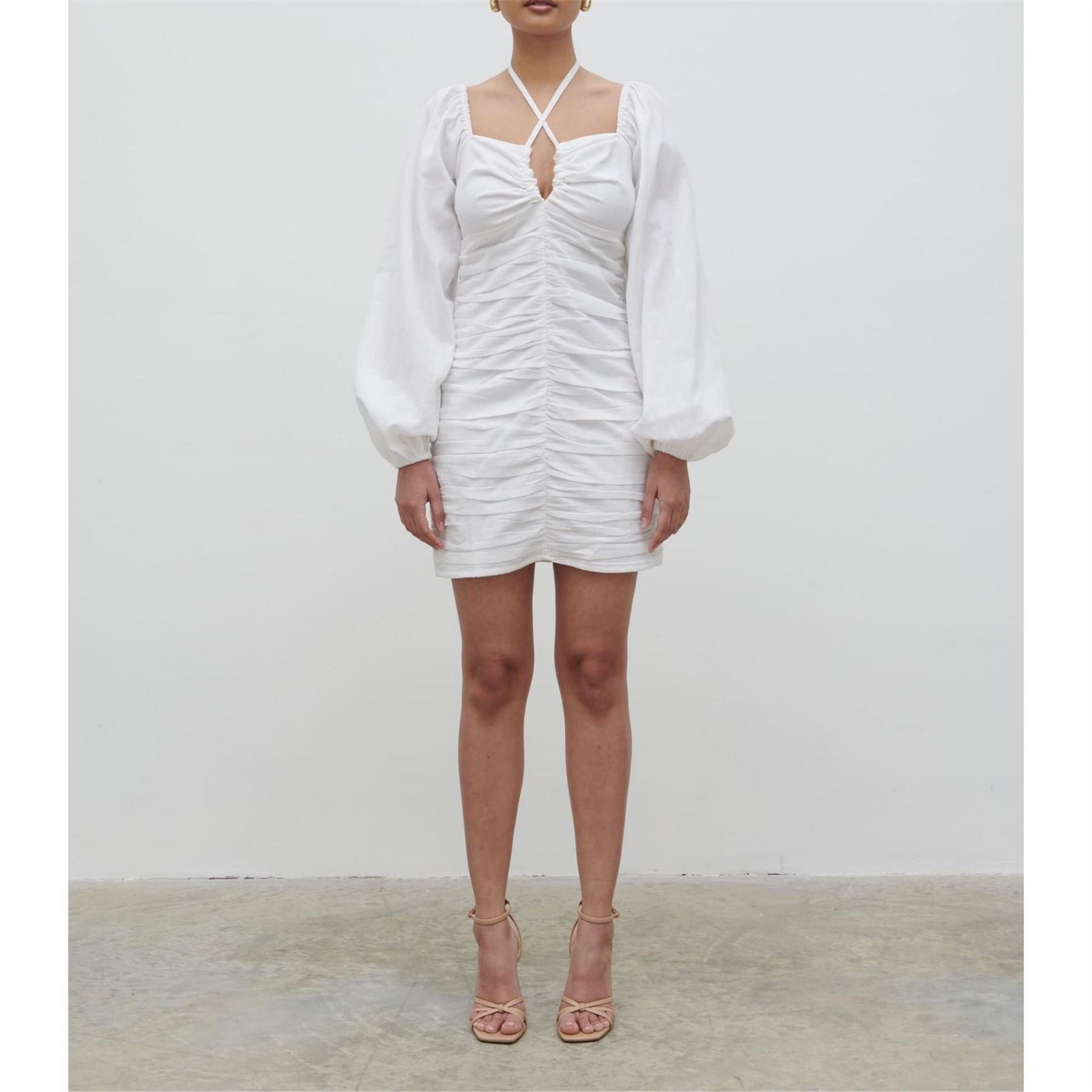 Pretty Lavish Renna Ruched Front Cotton Mini Dress
