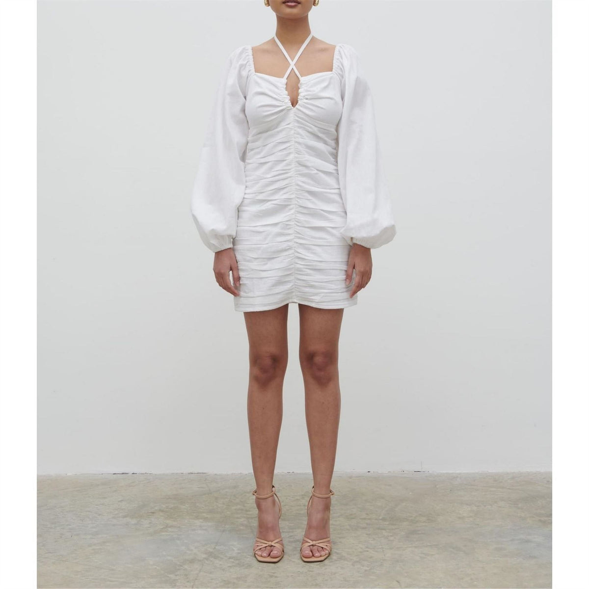 Pretty Lavish Renna Ruched Front Cotton Mini Dress