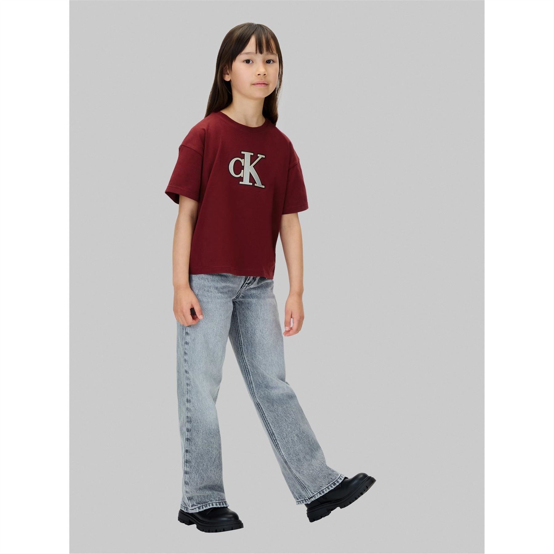 Calvin Klein Jeans Big Logo Print Cropped Crew Neck T-Shirt